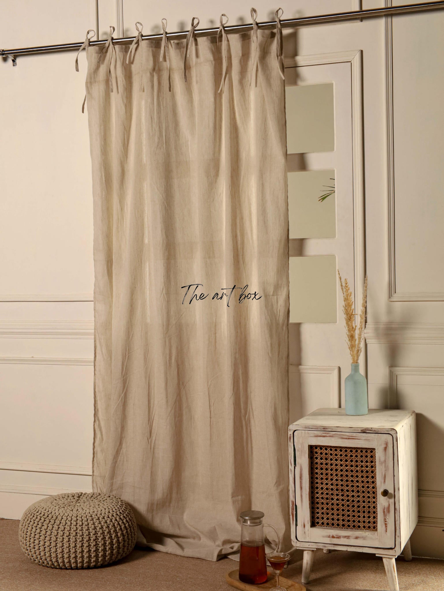 Grey Cotton Curtains - 1 Panel Set