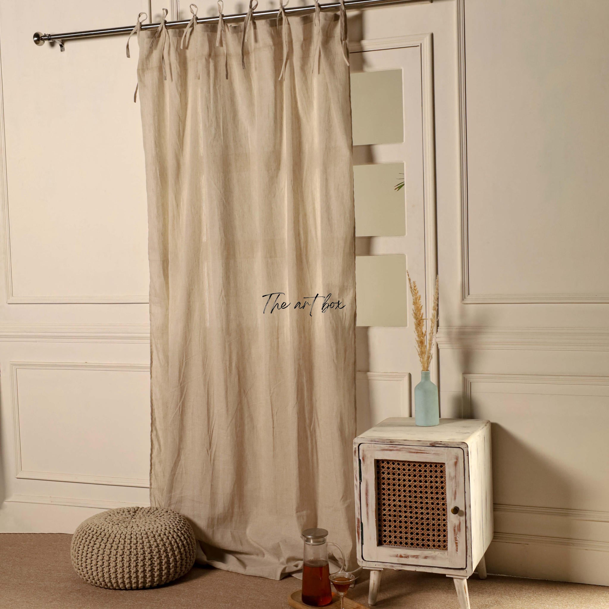Grey Cotton Curtains - 1 Panel Set