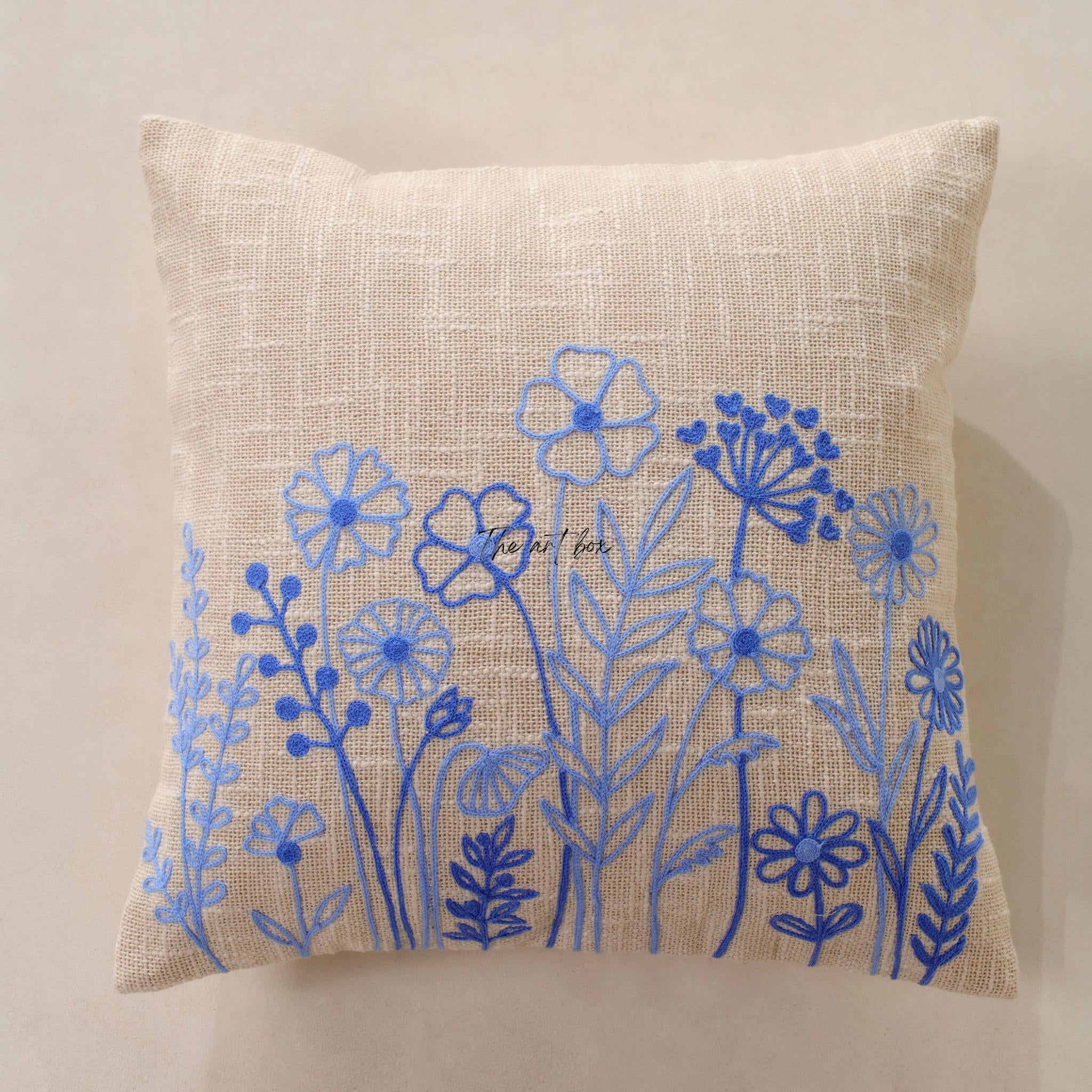 Embroidered Flower Cushion - Blooming Beauty for Your Decor