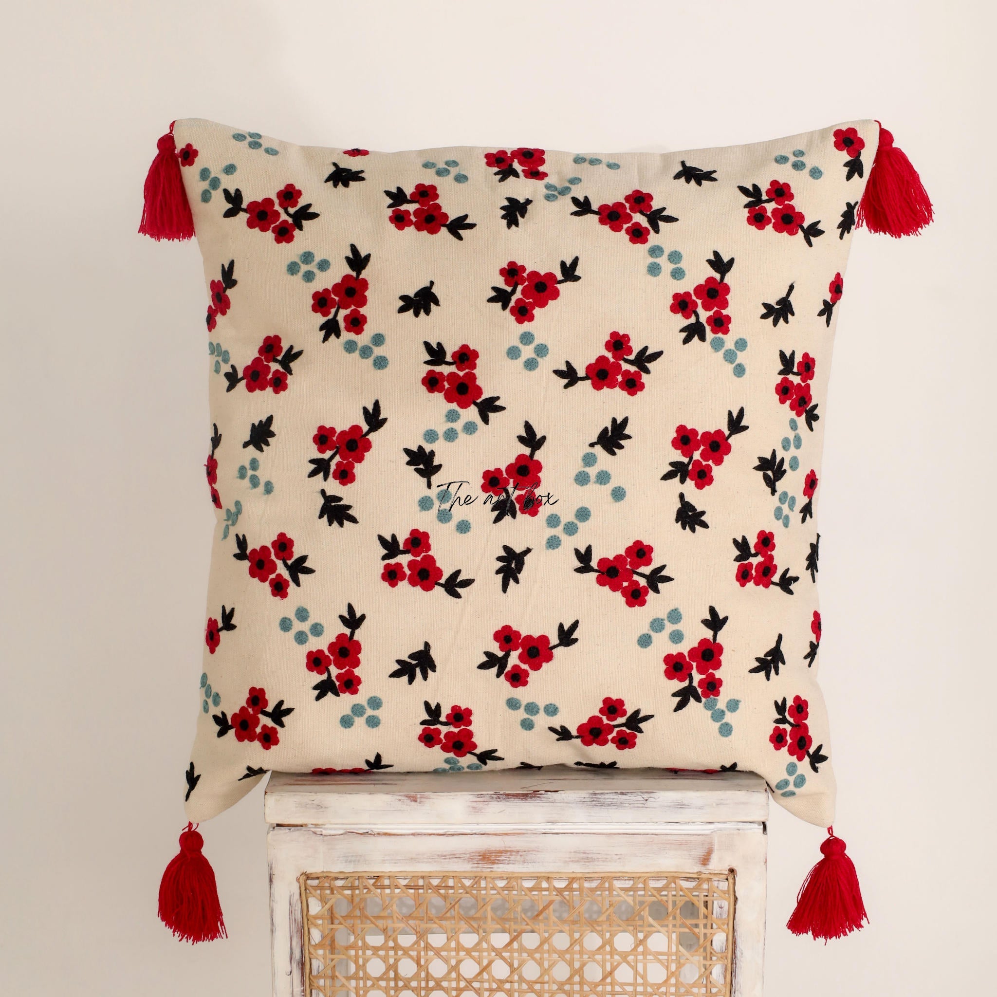 Embroidered Flower Decor Pillow Case - Bring Nature Inside