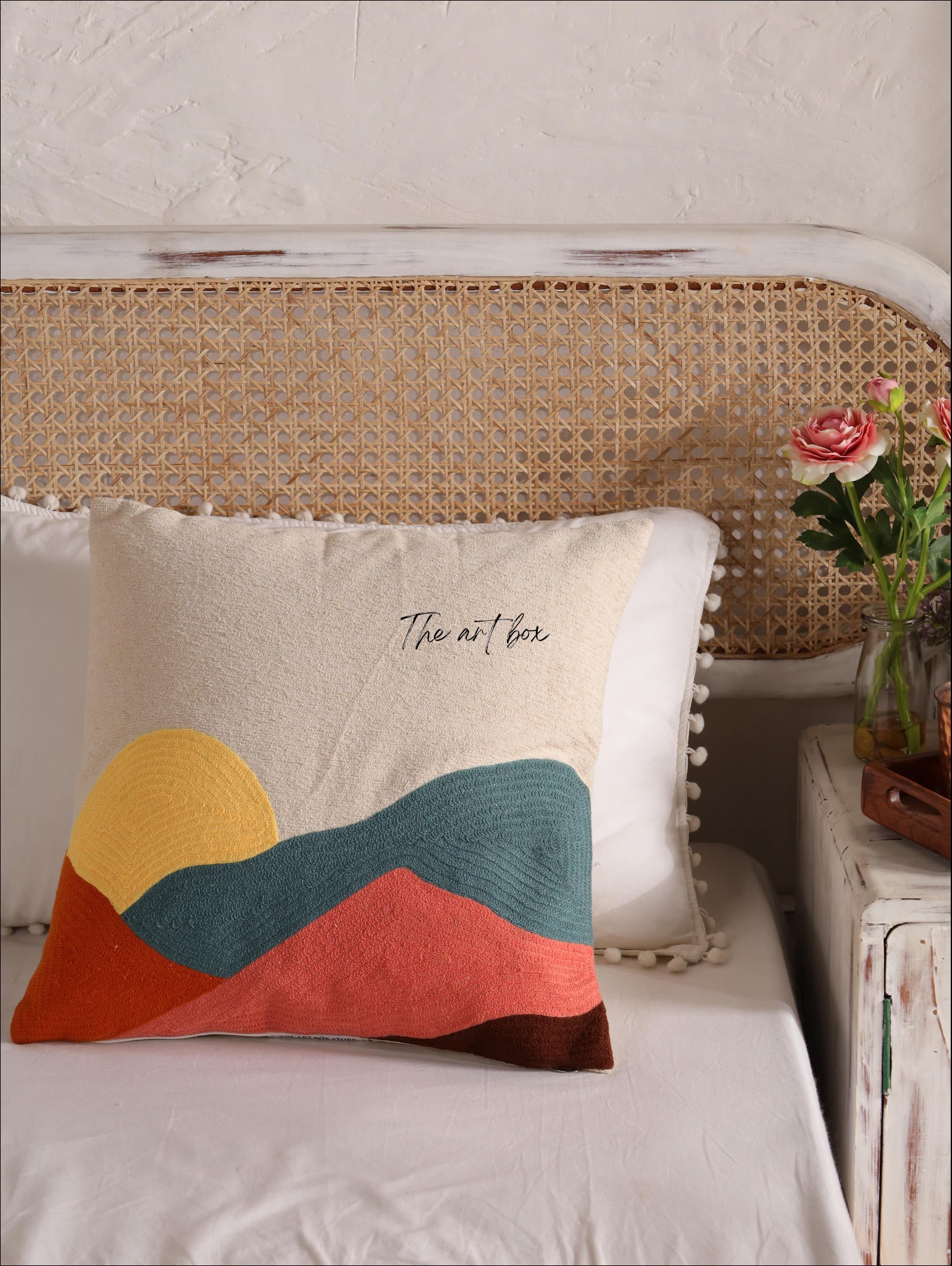 Create Your Landscape Haven: Custom Floral Embroidered Throw Pillow Set