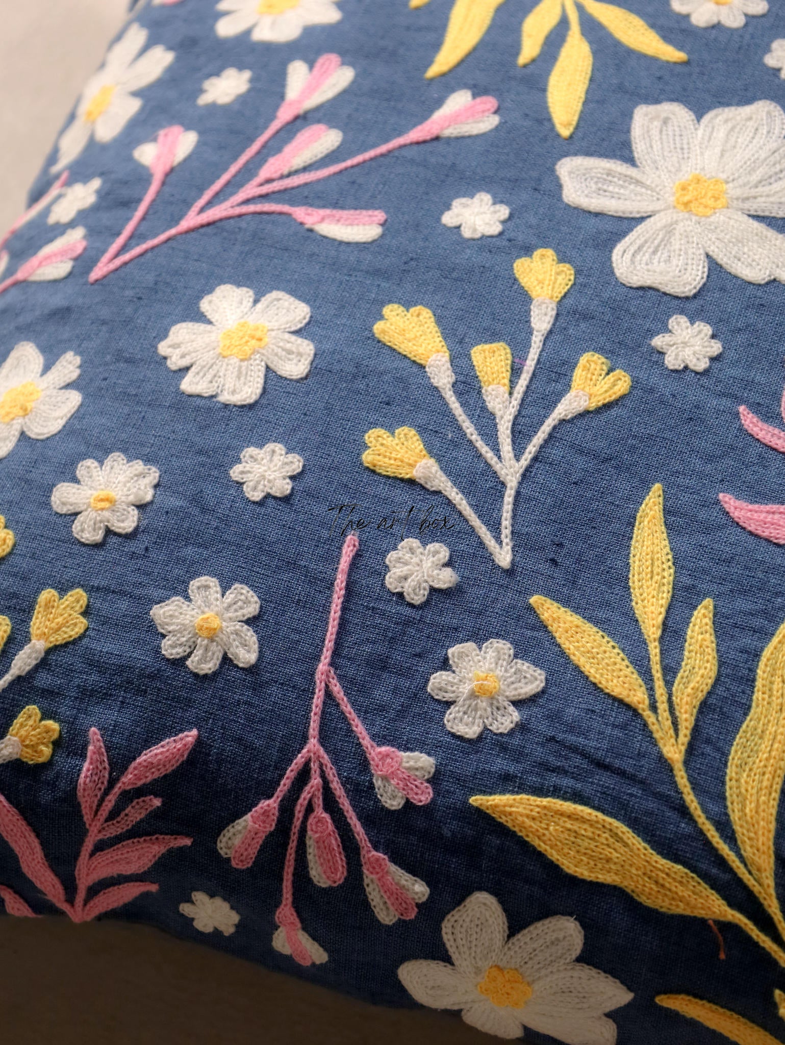 Custom Floral Embroidery Cushion - Handcrafted Elegance for Your Home