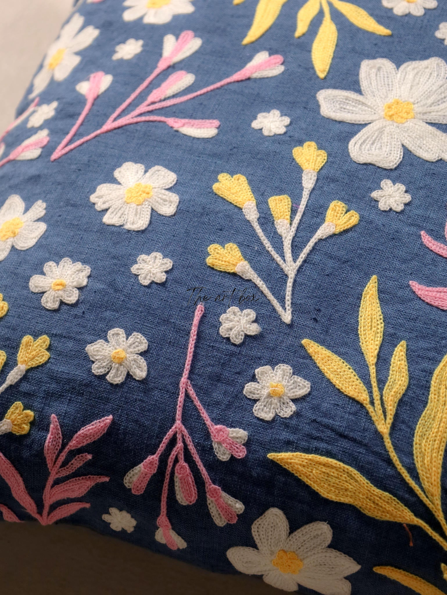 Custom Floral Embroidery Cushion - Handcrafted Elegance for Your Home