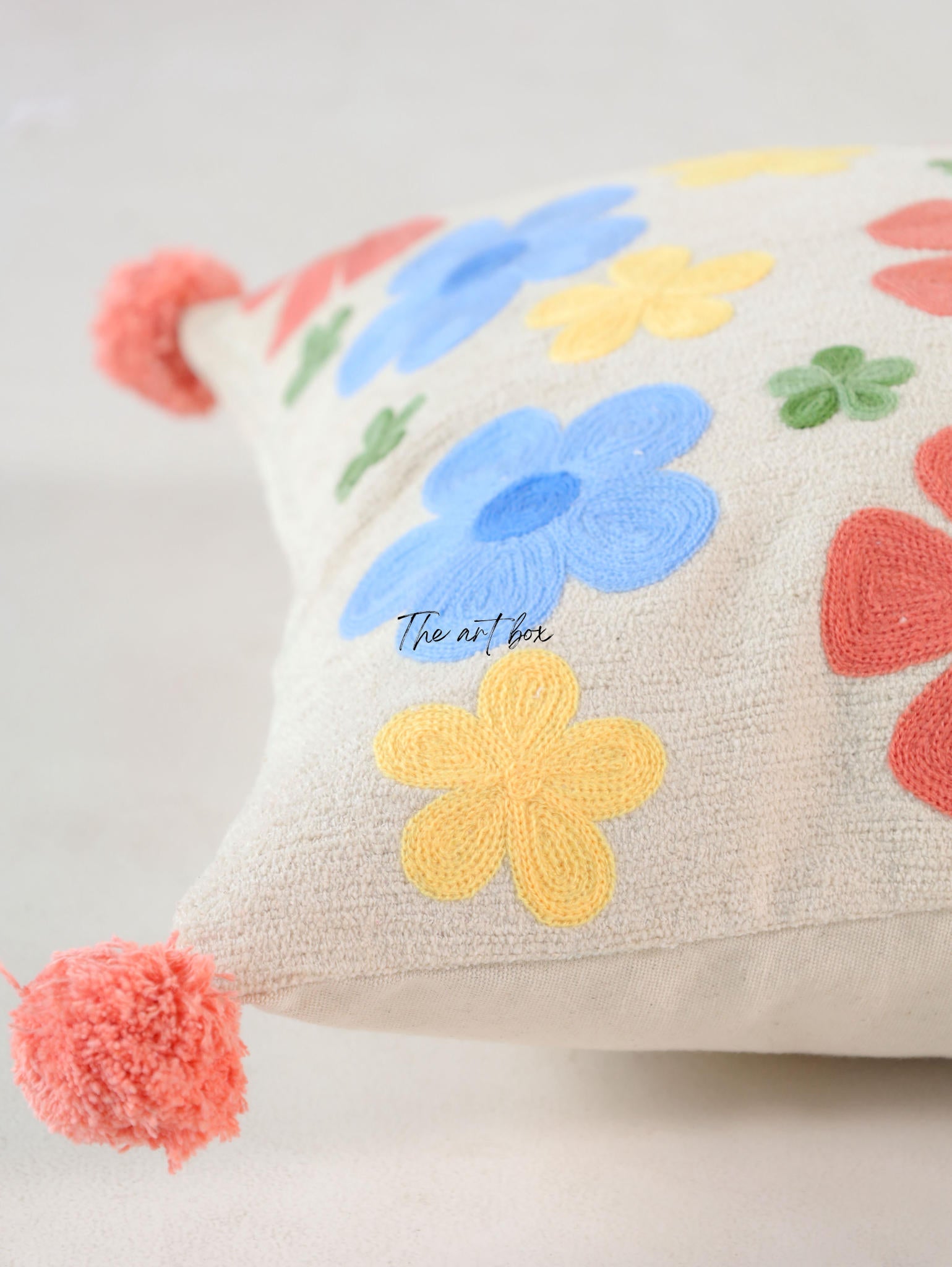 Personalized Flower Embroidery Cushion Cover - Your Name, Your Style
