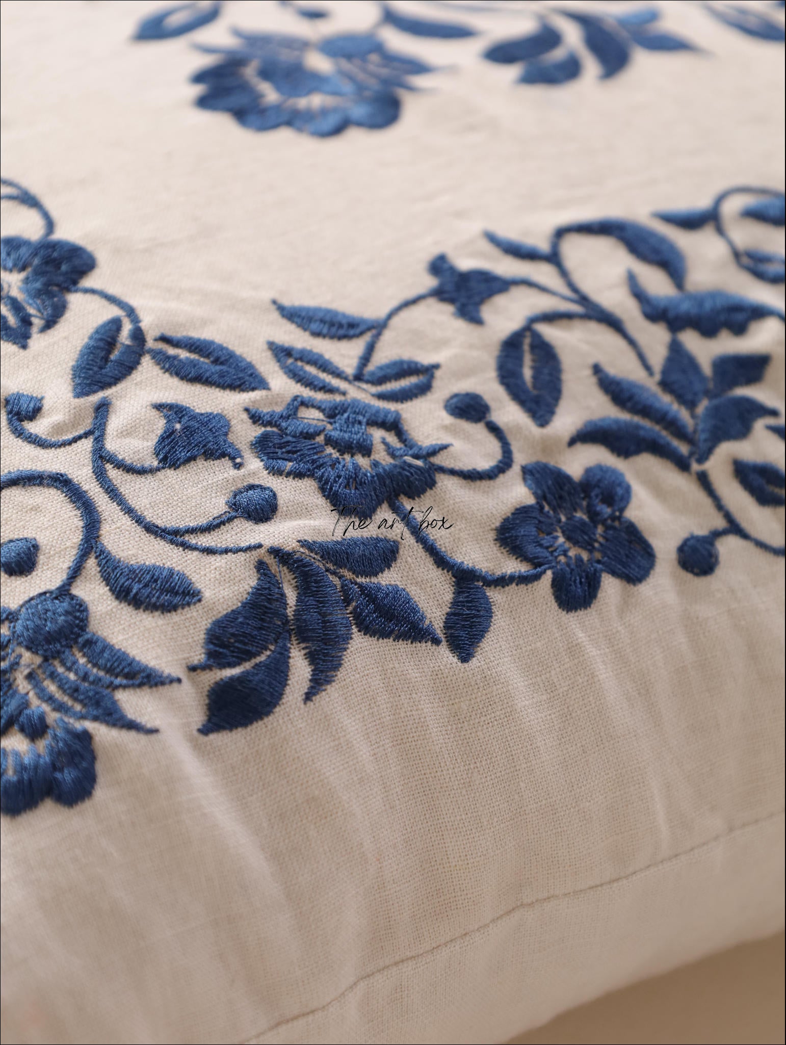 Personalized Floral Embroidery Cushion - Custom Crafted Elegance for Your Home