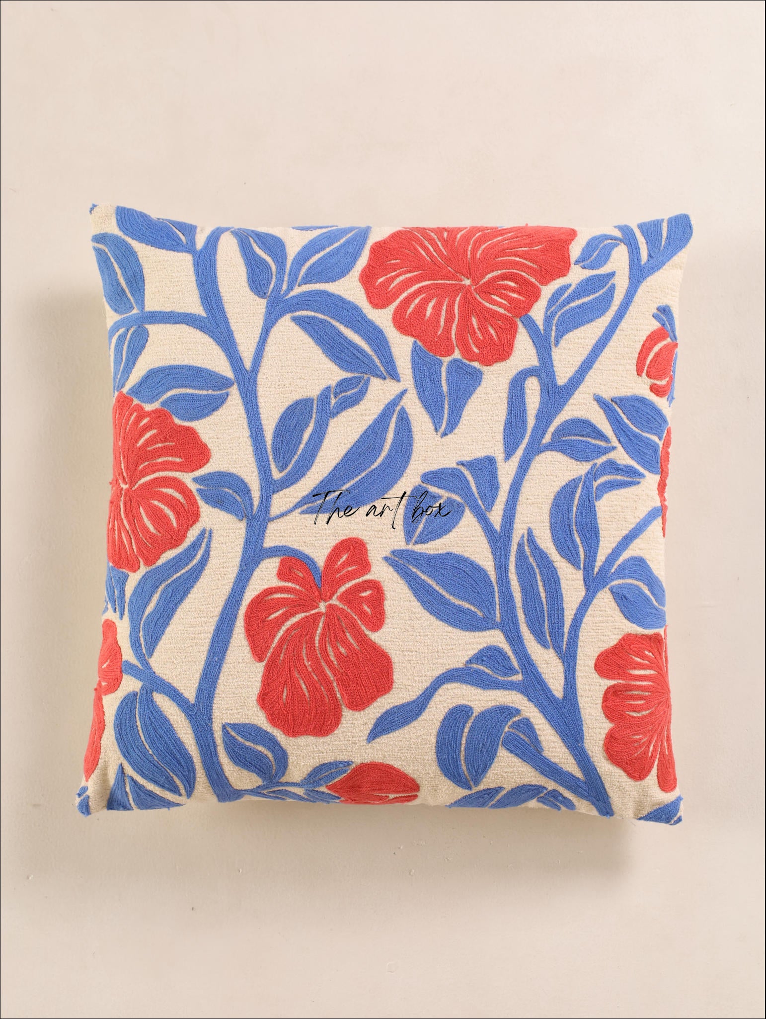 Floral Whispers Embroidered Flower Decor Pillow Cover