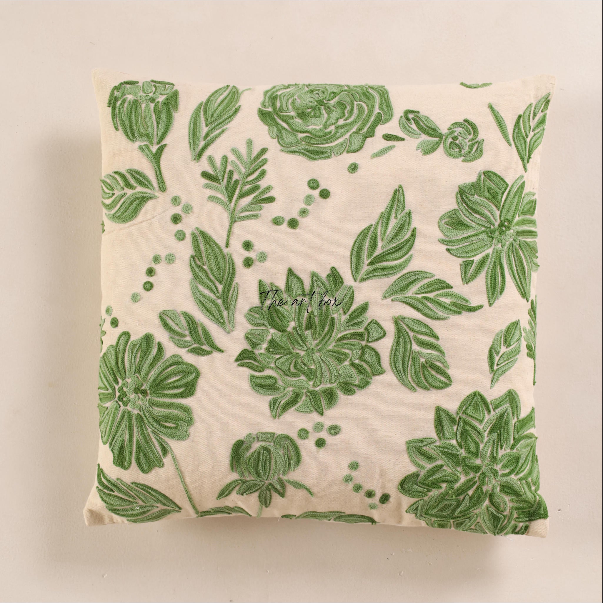 Floral Elegance Embroidered Flower Decor Pillow Case