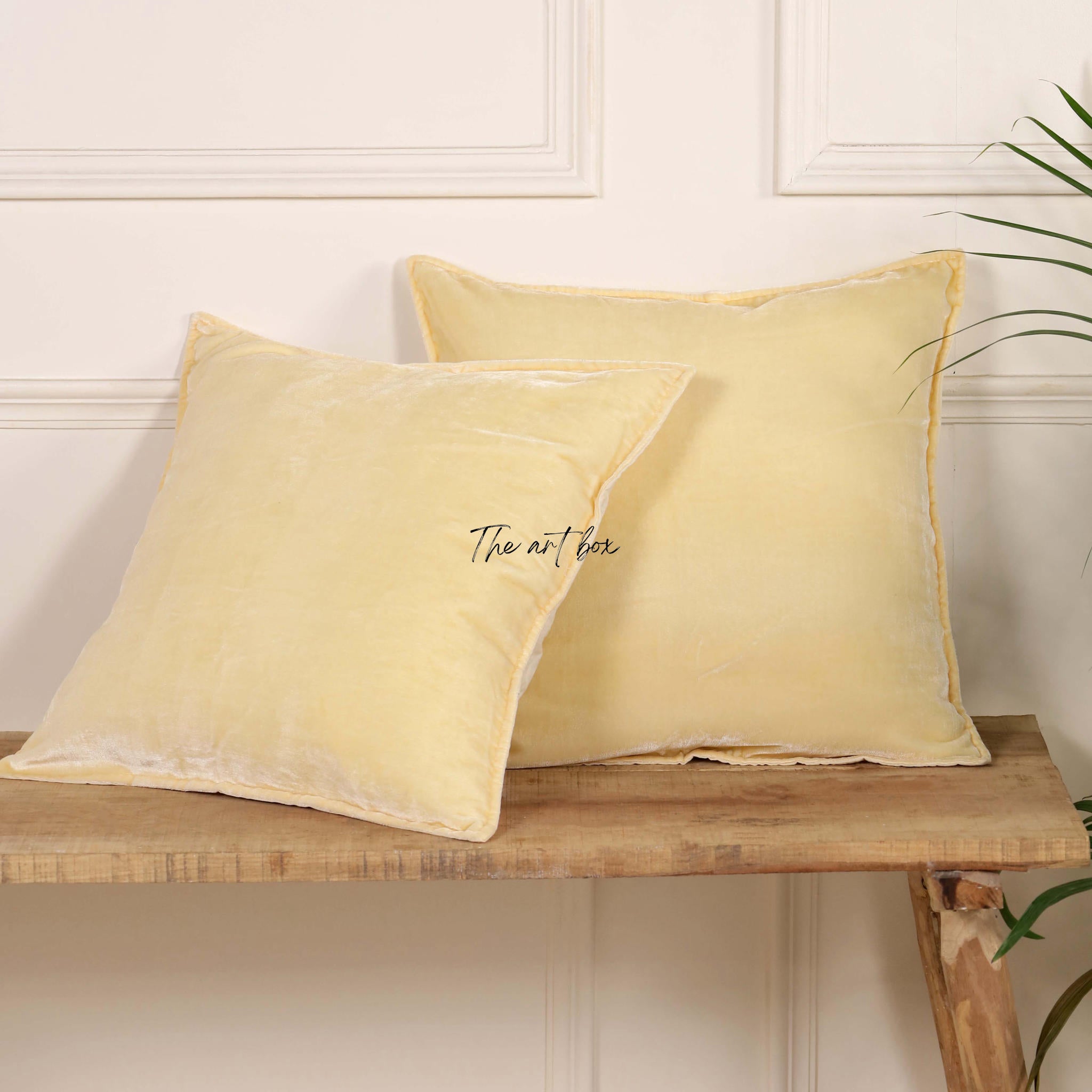 Velvet Solid Yellow Cushion Cover