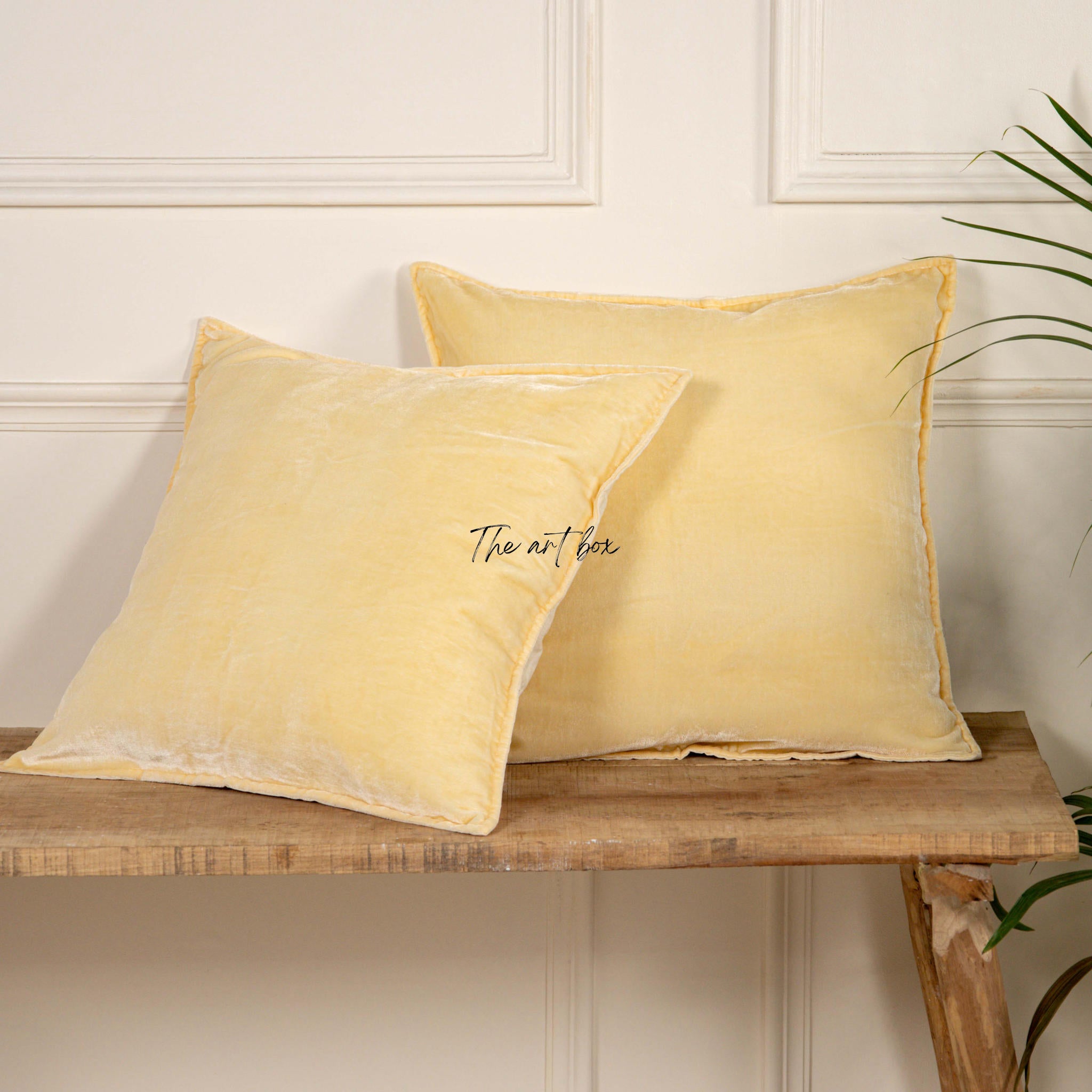 Velvet Solid Yellow Cushion Cover