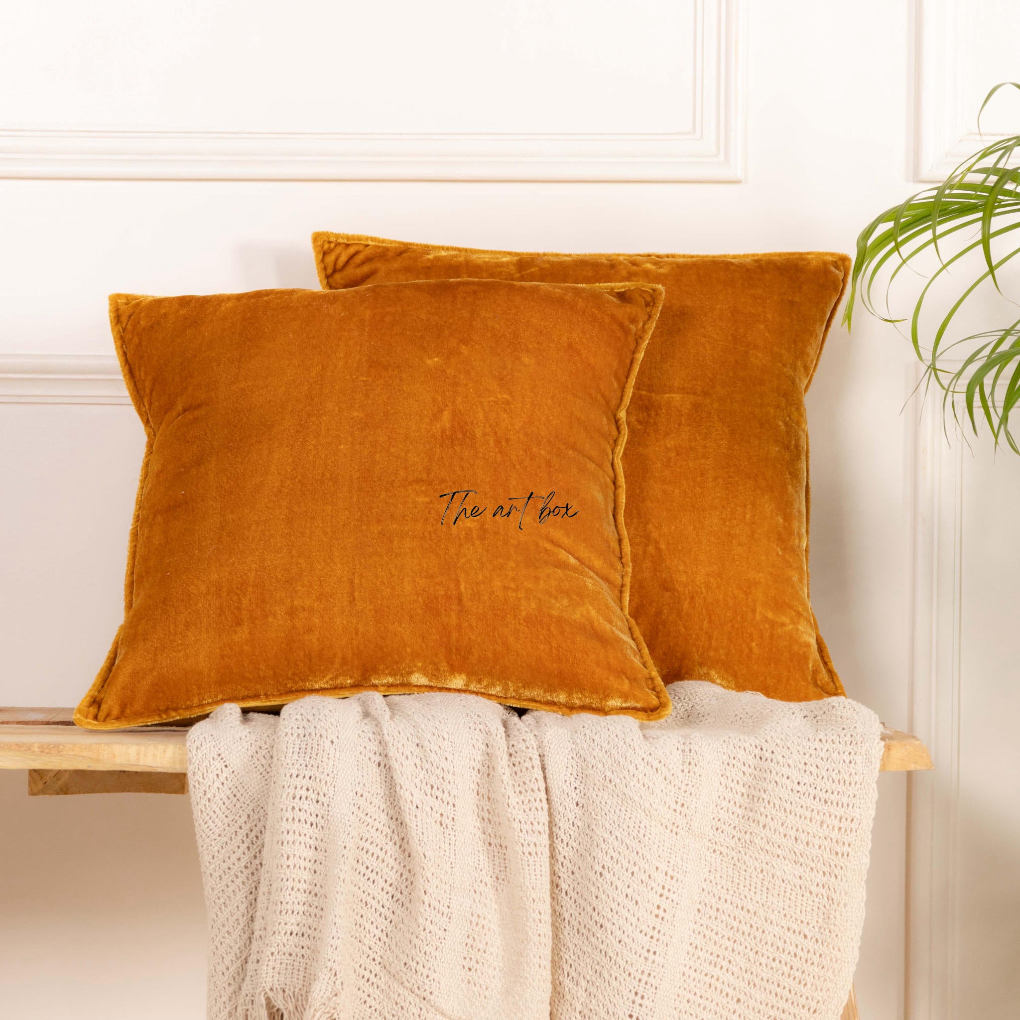 Velvet Solid Gold Cushion Cover