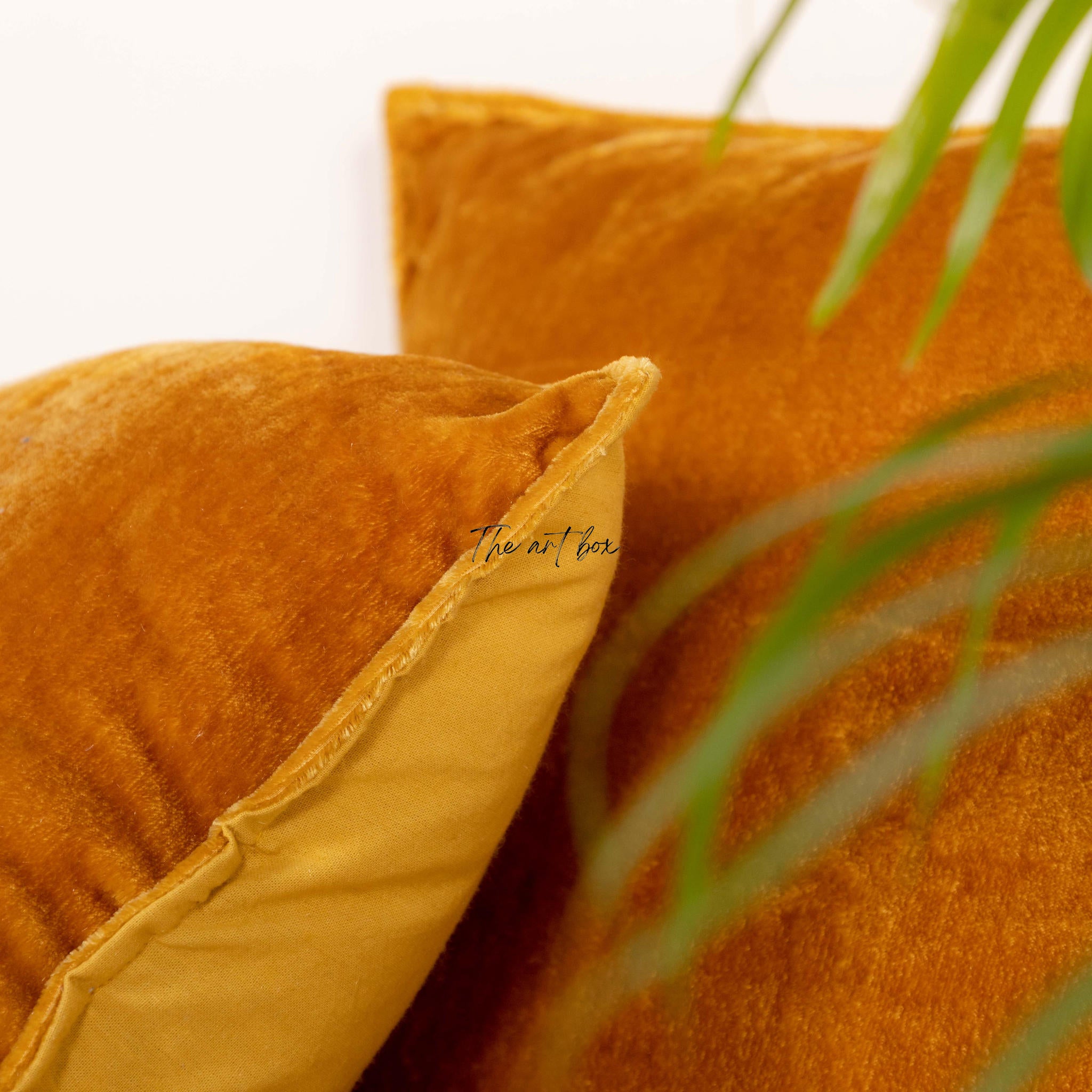 Velvet Solid Gold Cushion Cover