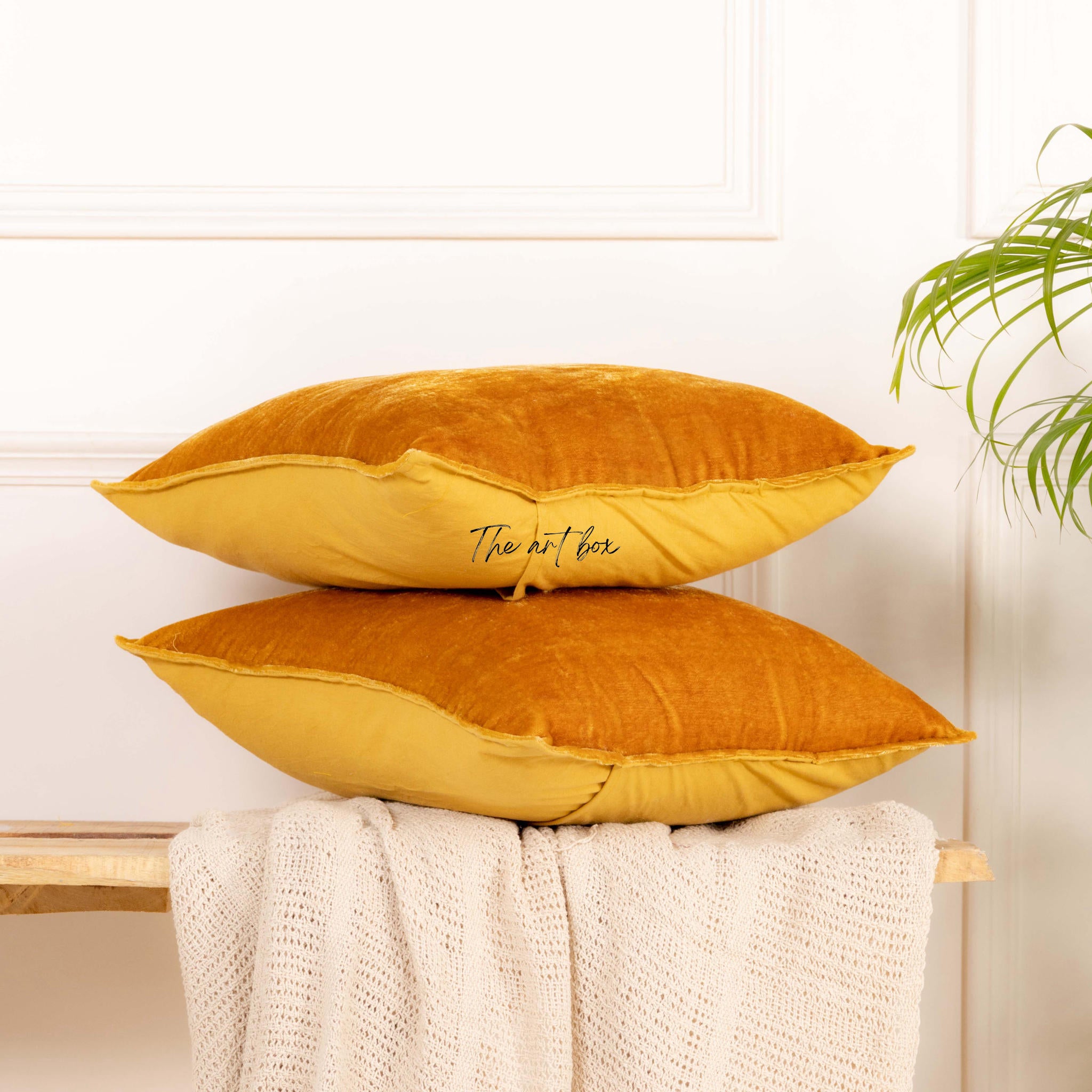 Velvet Solid Gold Cushion Cover