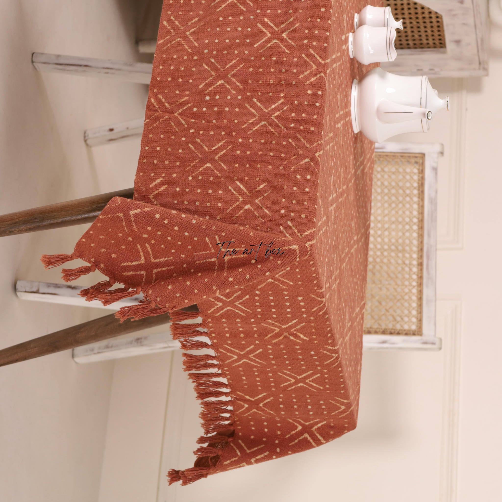 Rust with Floral Table Cover