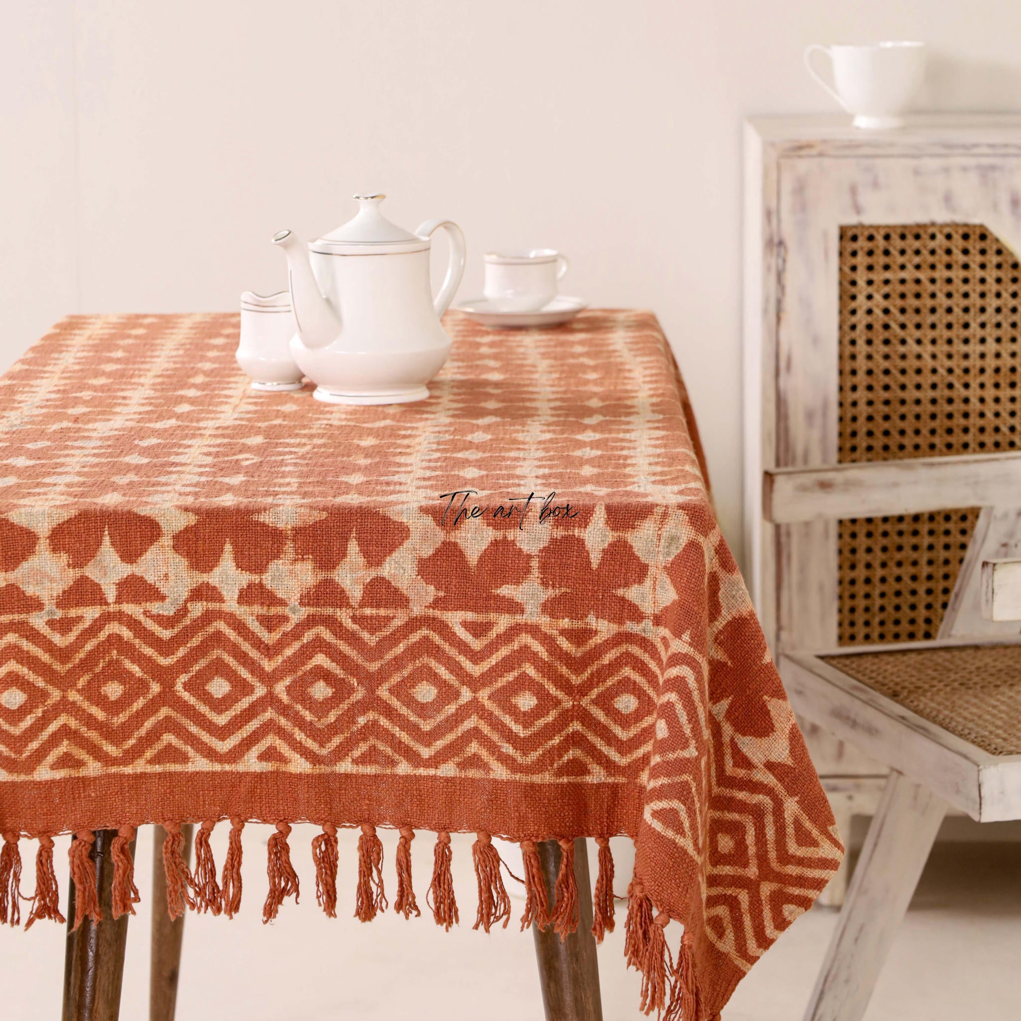 Rust with Floral Table Cover