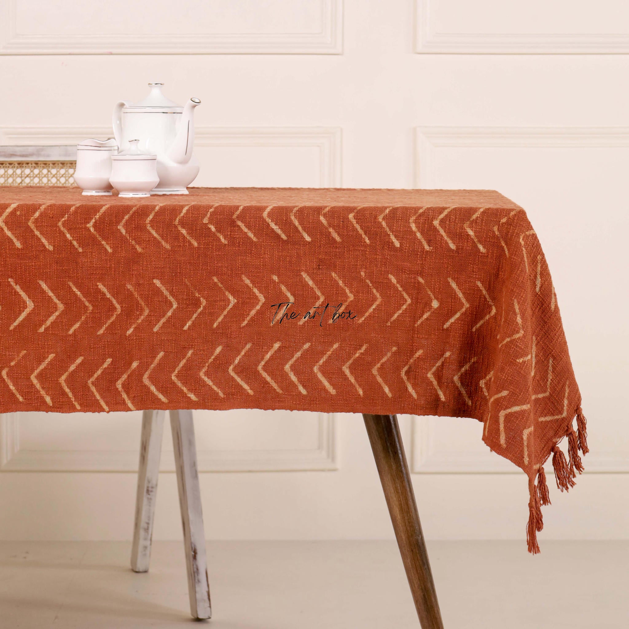 Rust With Stripe Table Cover