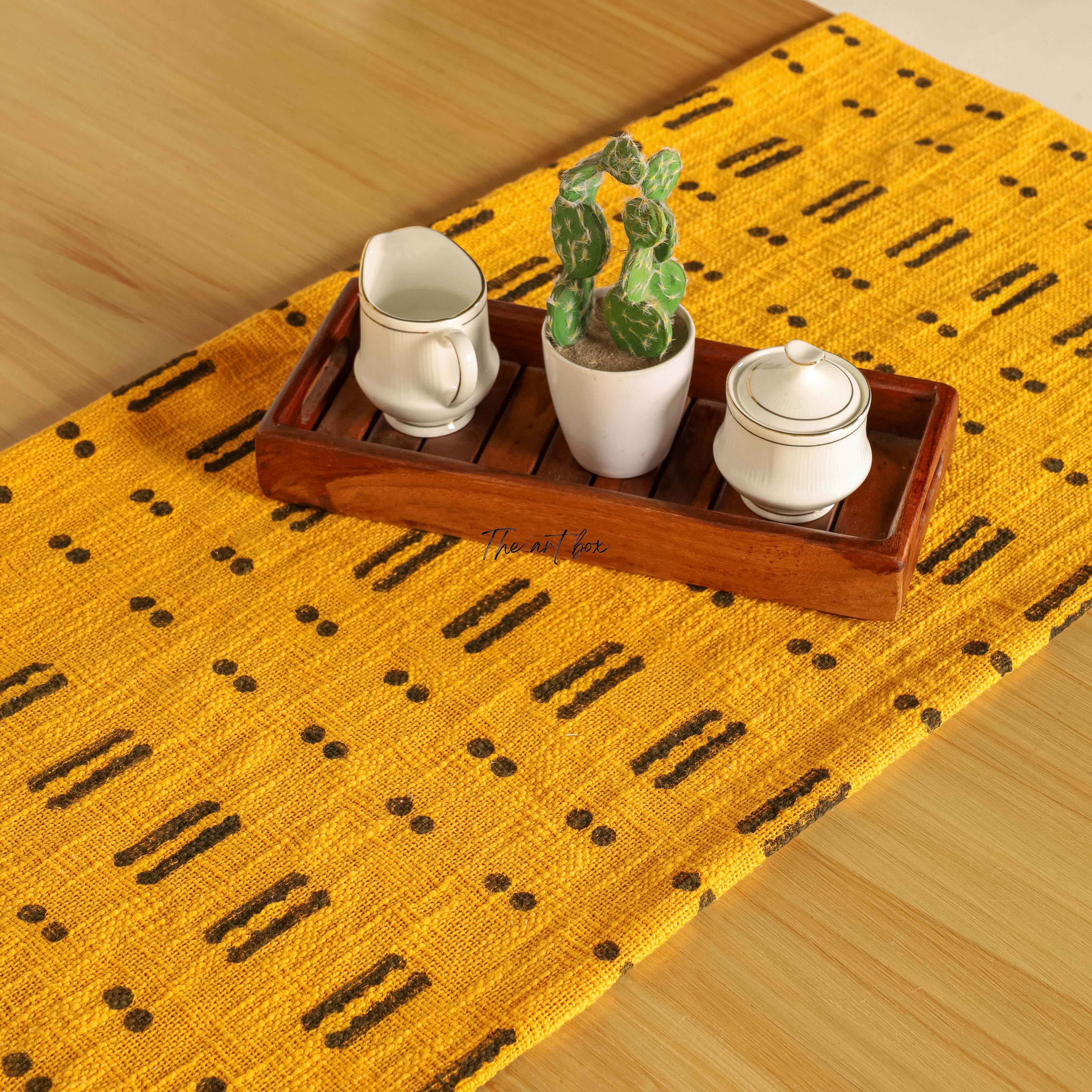 Yellow Cotton Table Runner