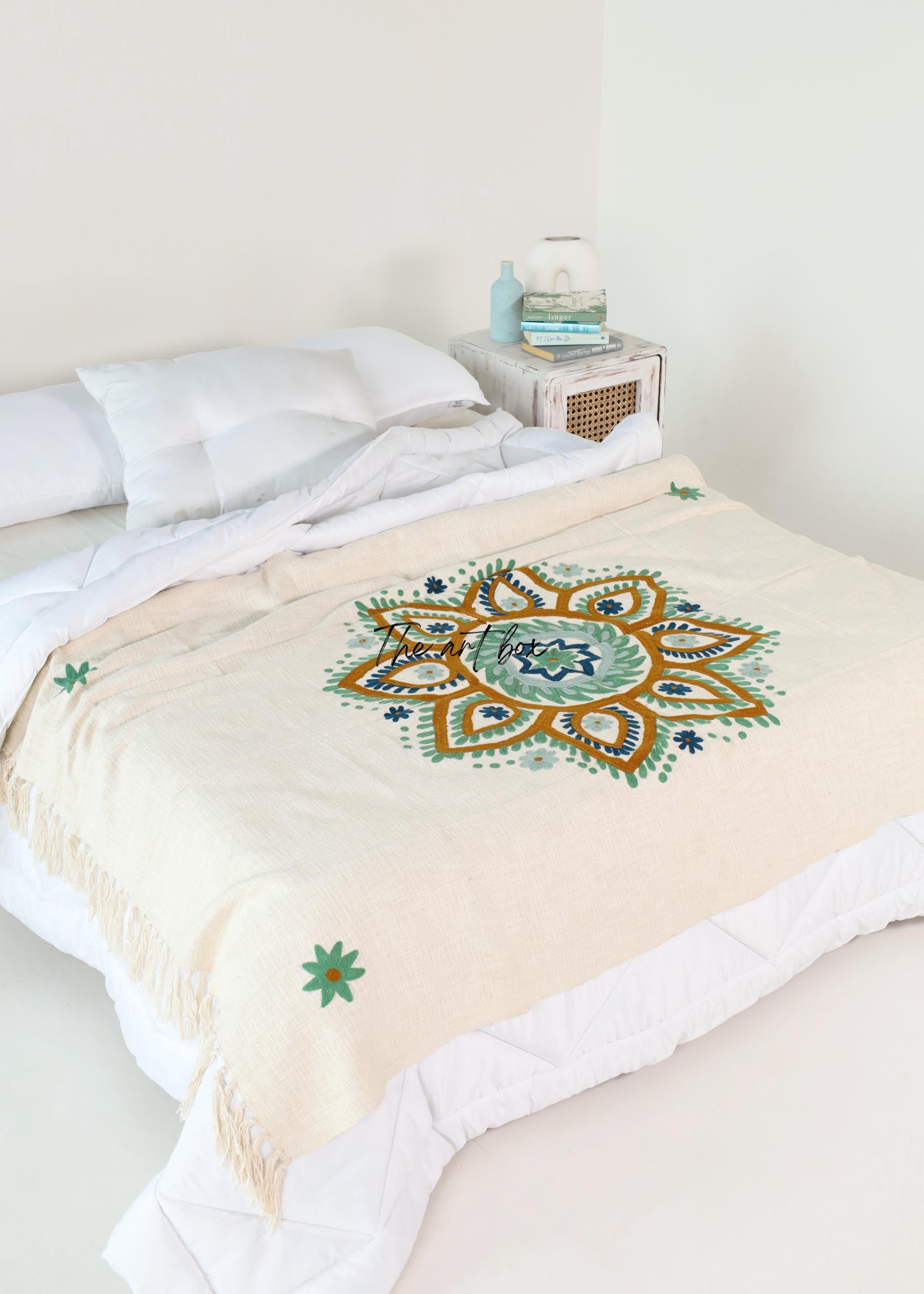 Floral Mandala Embroidered Throw