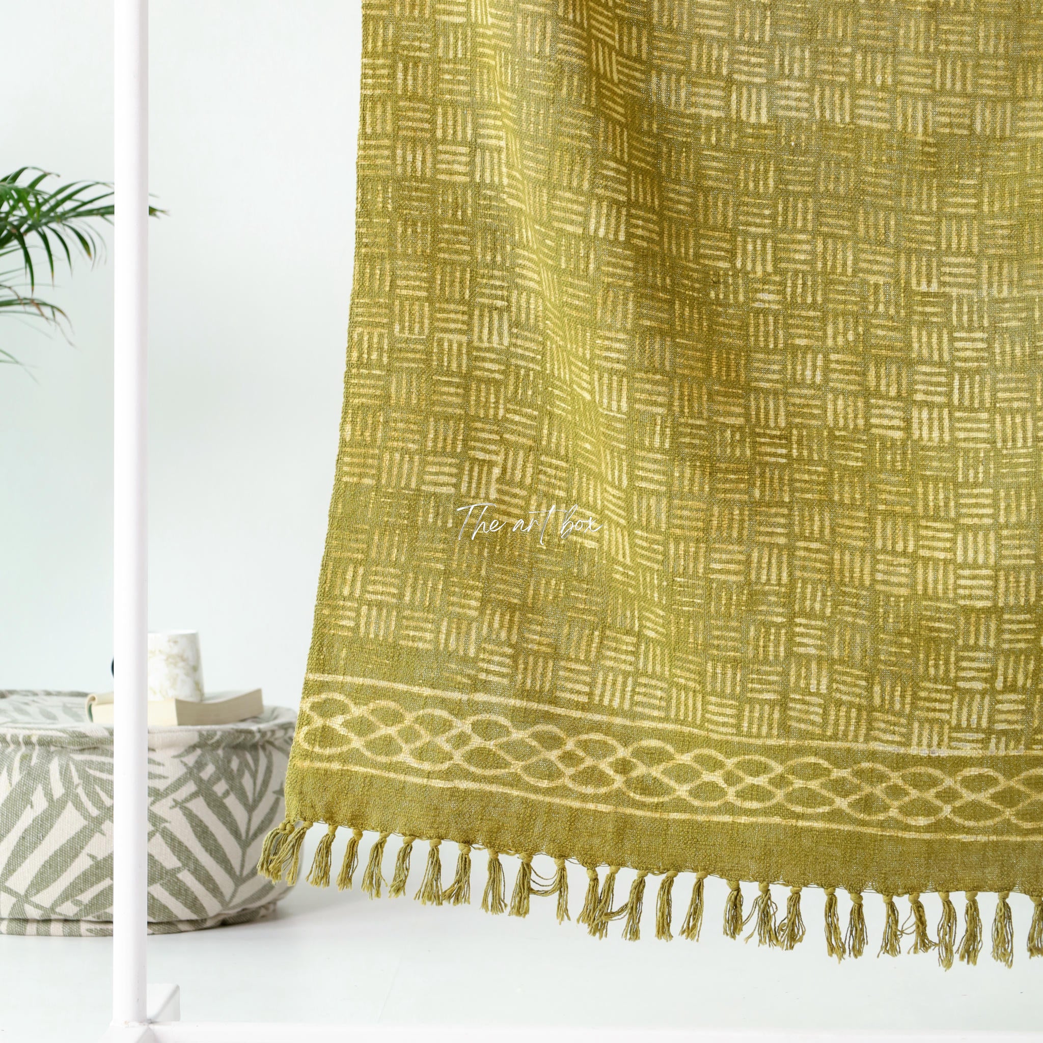 Indigo Rug Green Daabu Print Throw