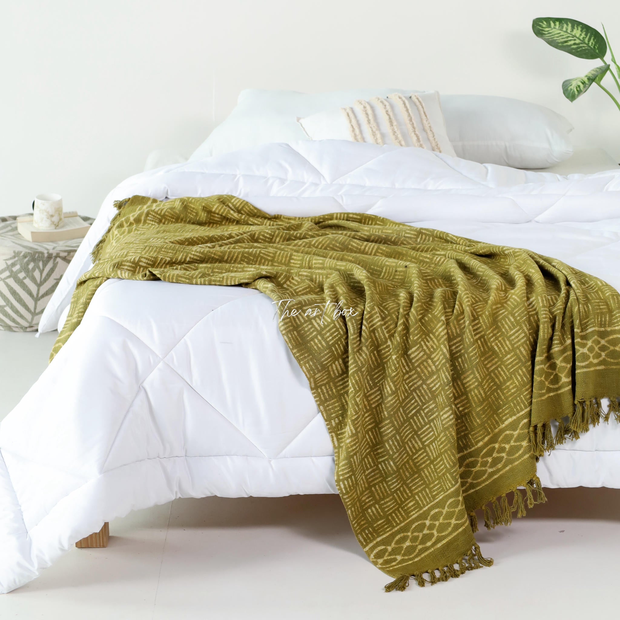 Indigo Rug Green Daabu Print Throw