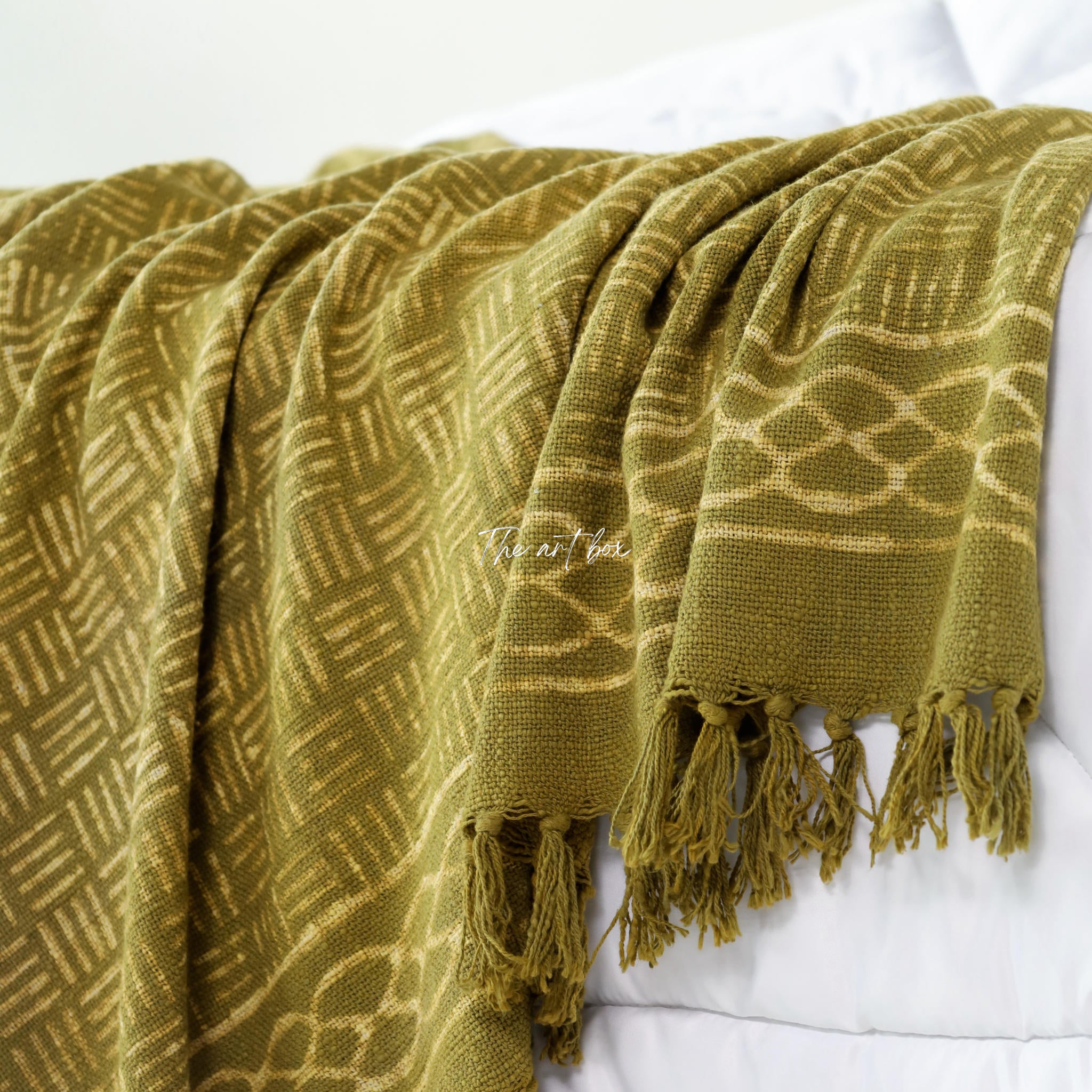 Indigo Rug Green Daabu Print Throw