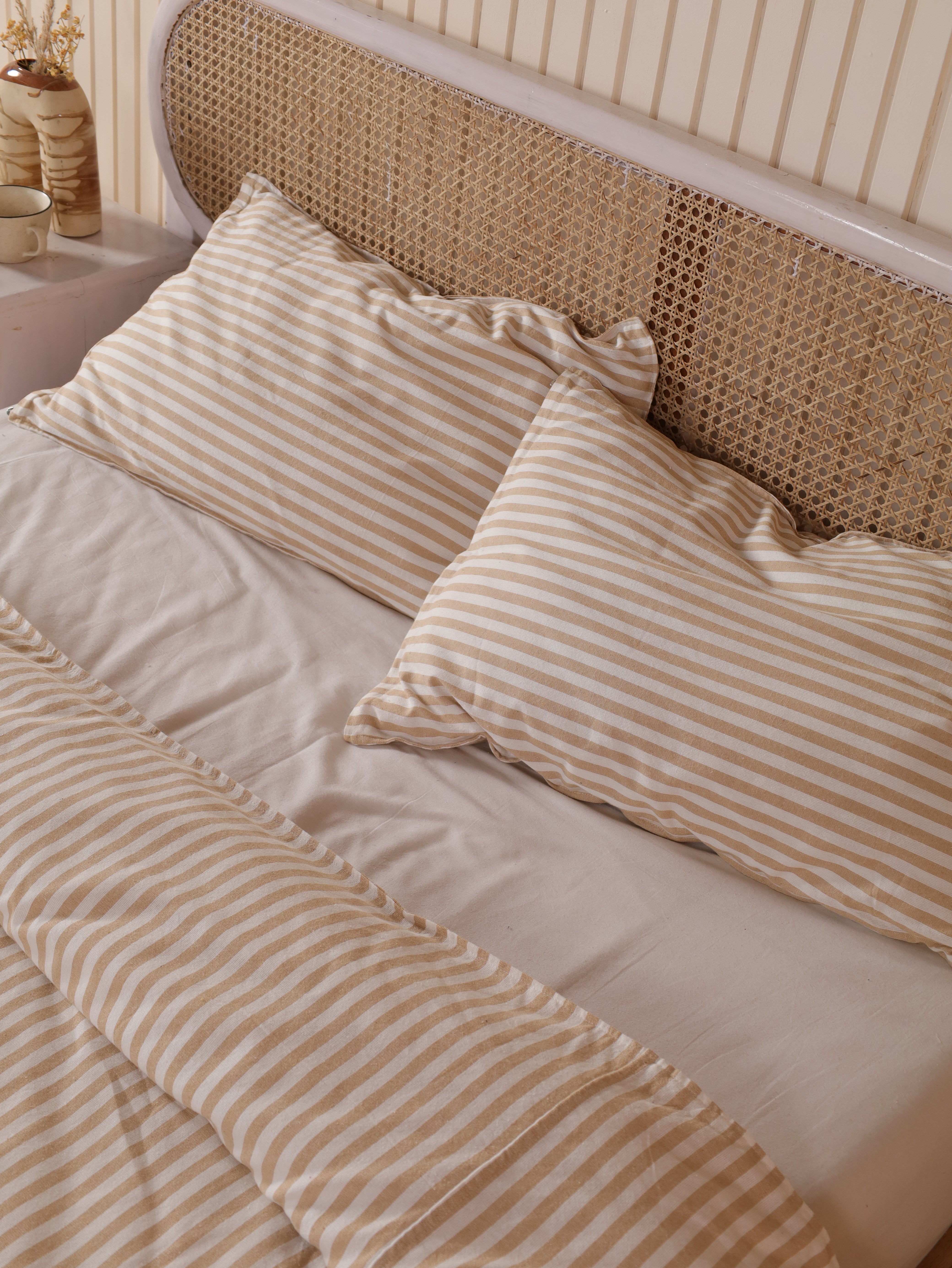 Classic Striped Cotton Blend Duvet Cover Set | Luxury Bedding Collection