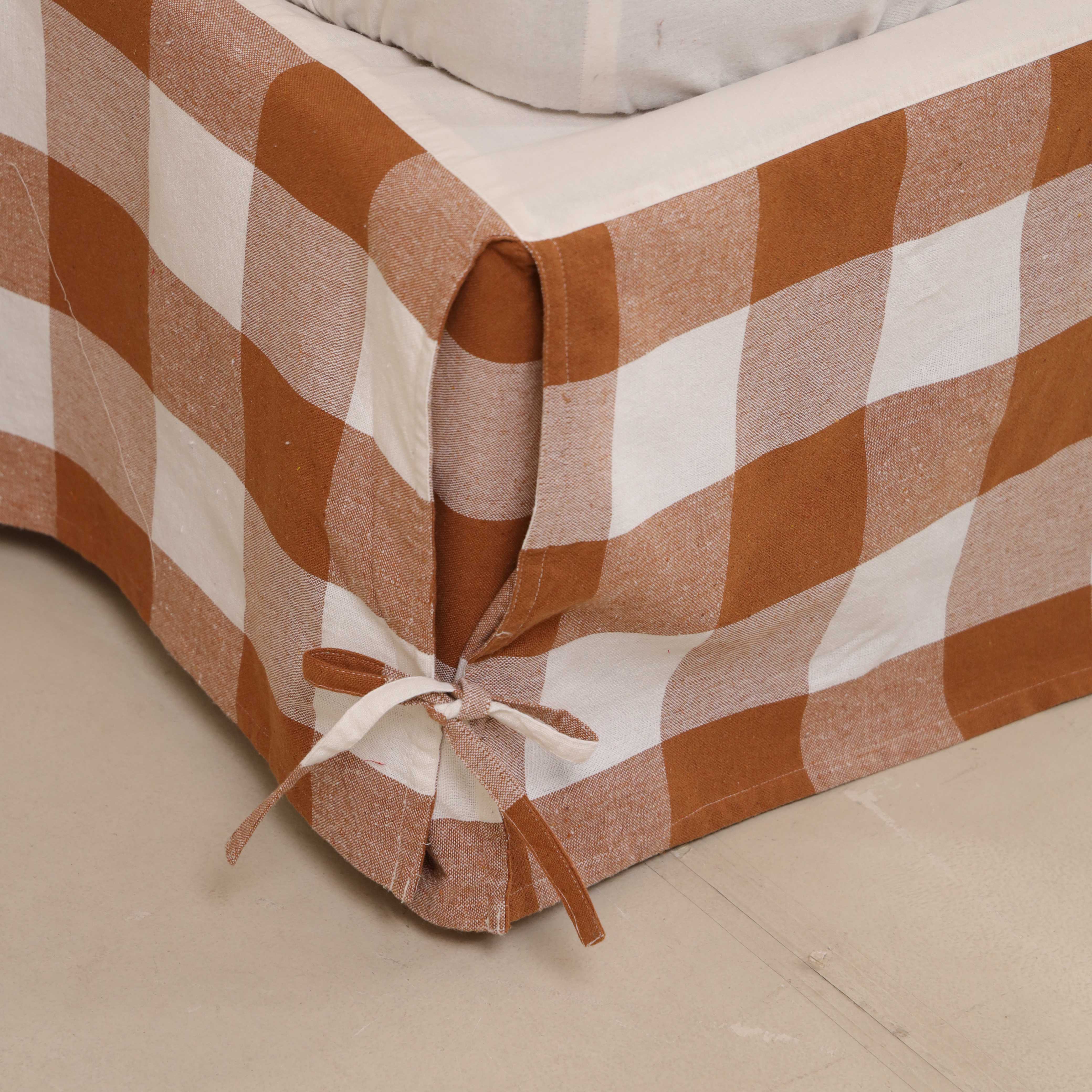 Heritage Check Bedskirt – Rustic Gingham Bed Valance & Luxury Dust Ruffle