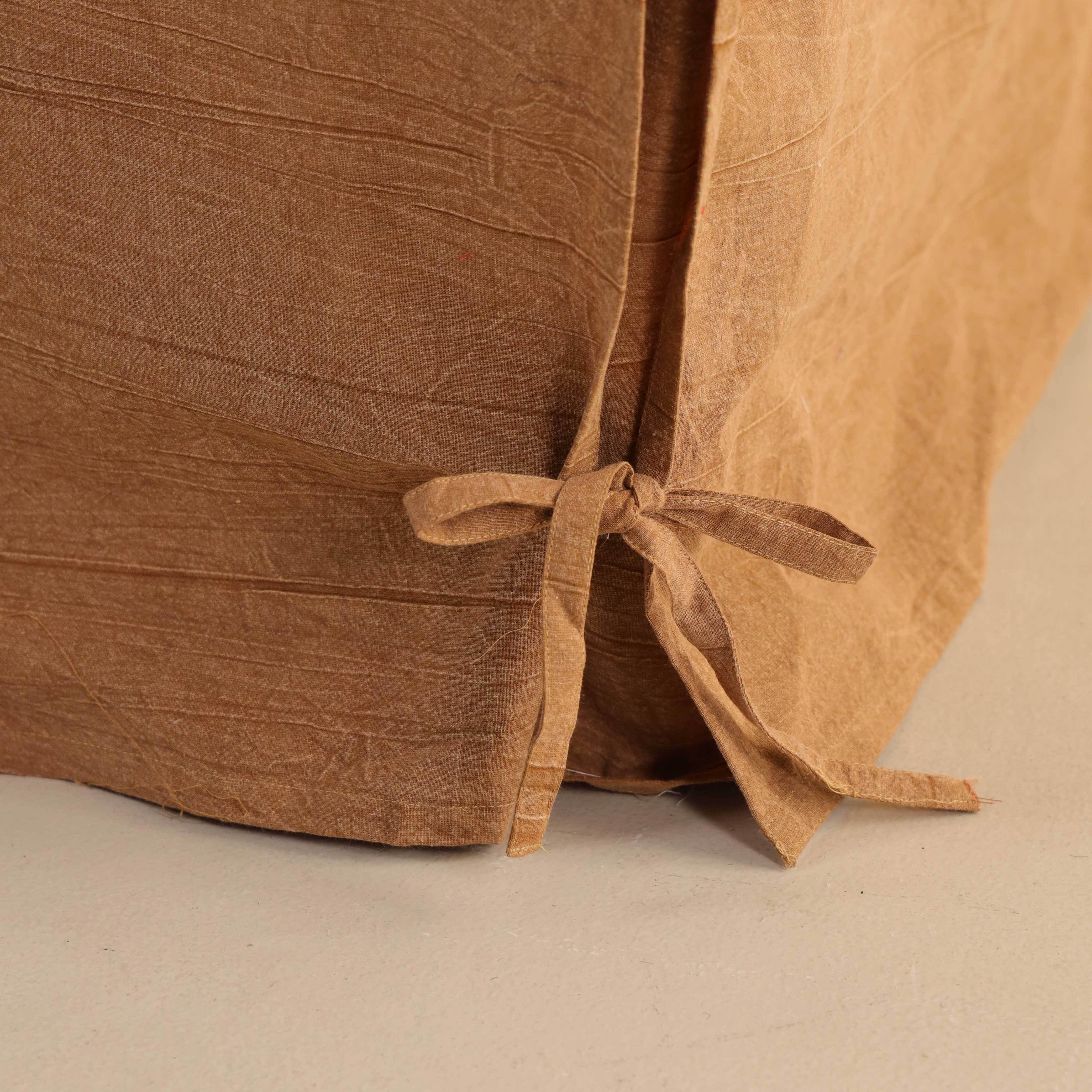 Earth-Tone Textured Bedskirt – Organic Cotton Bed Valance & Luxury Dust Ruffle
