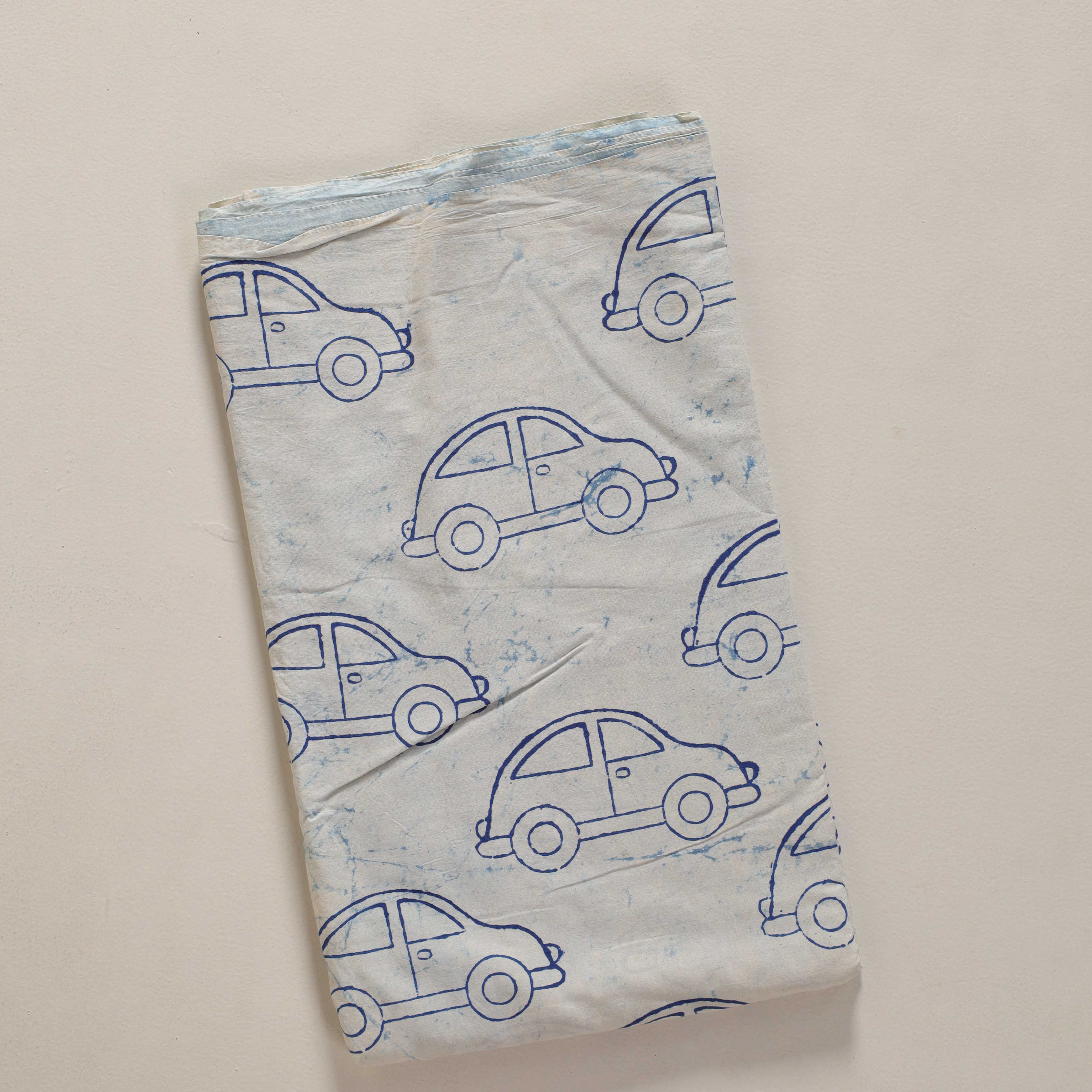 (1 Yard) Artisanal Indigo Paisley Hand-Block Printed Cotton – Marble Wash Edition