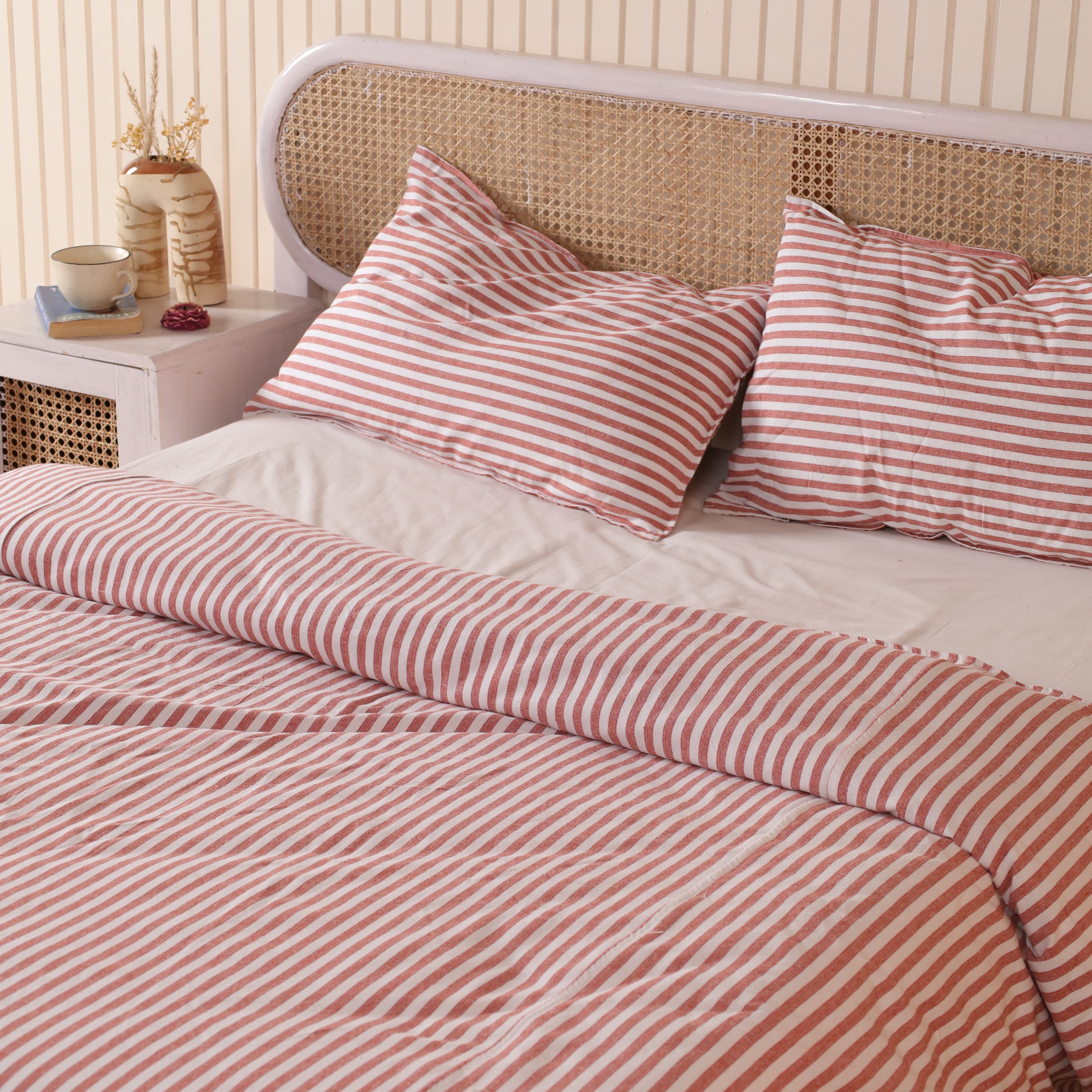 Classic Striped Cotton Blend Duvet Cover Set | Luxury Bedding Collection