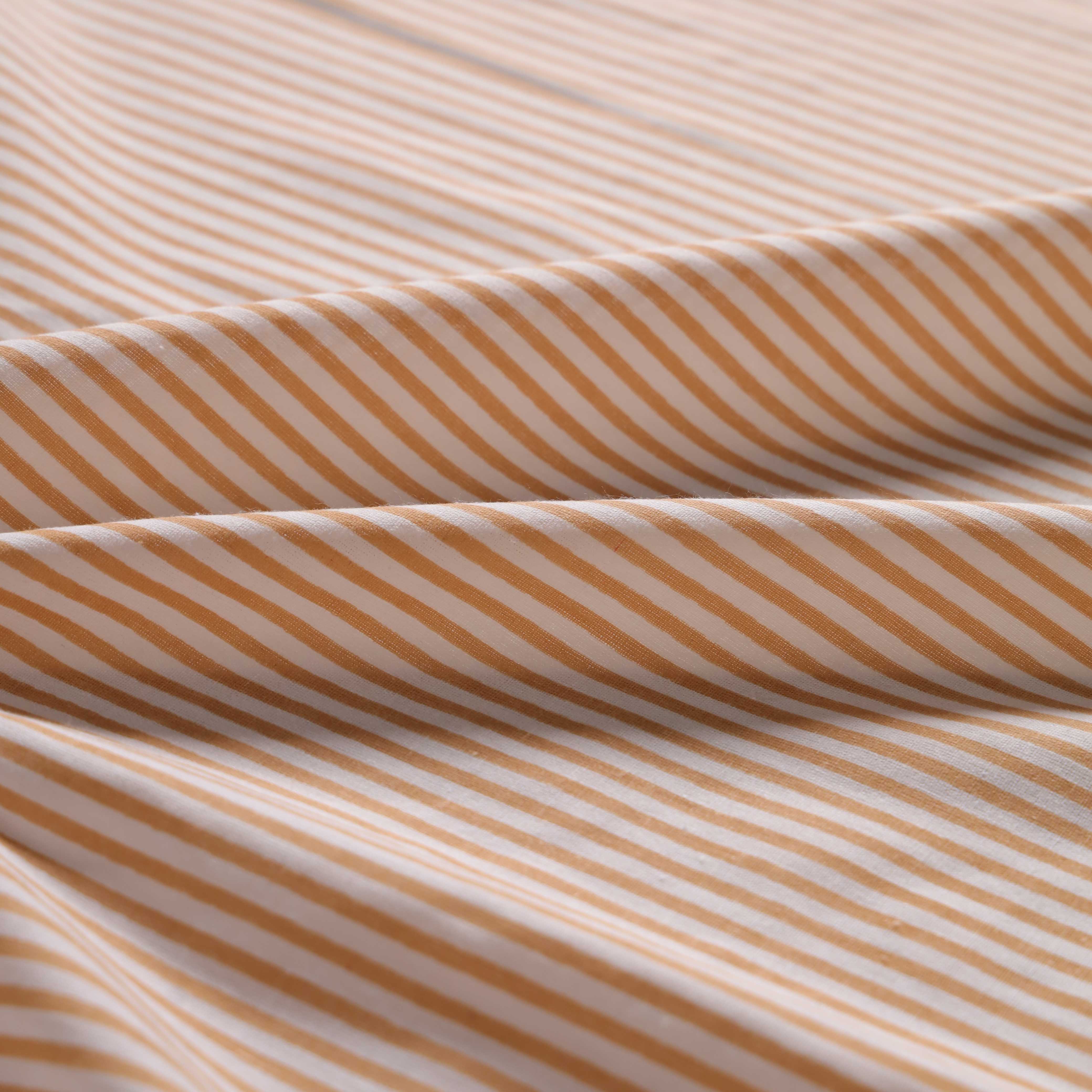 Natural Tan Ticking Stripe Cotton Curtain – Artisanal Single Panel