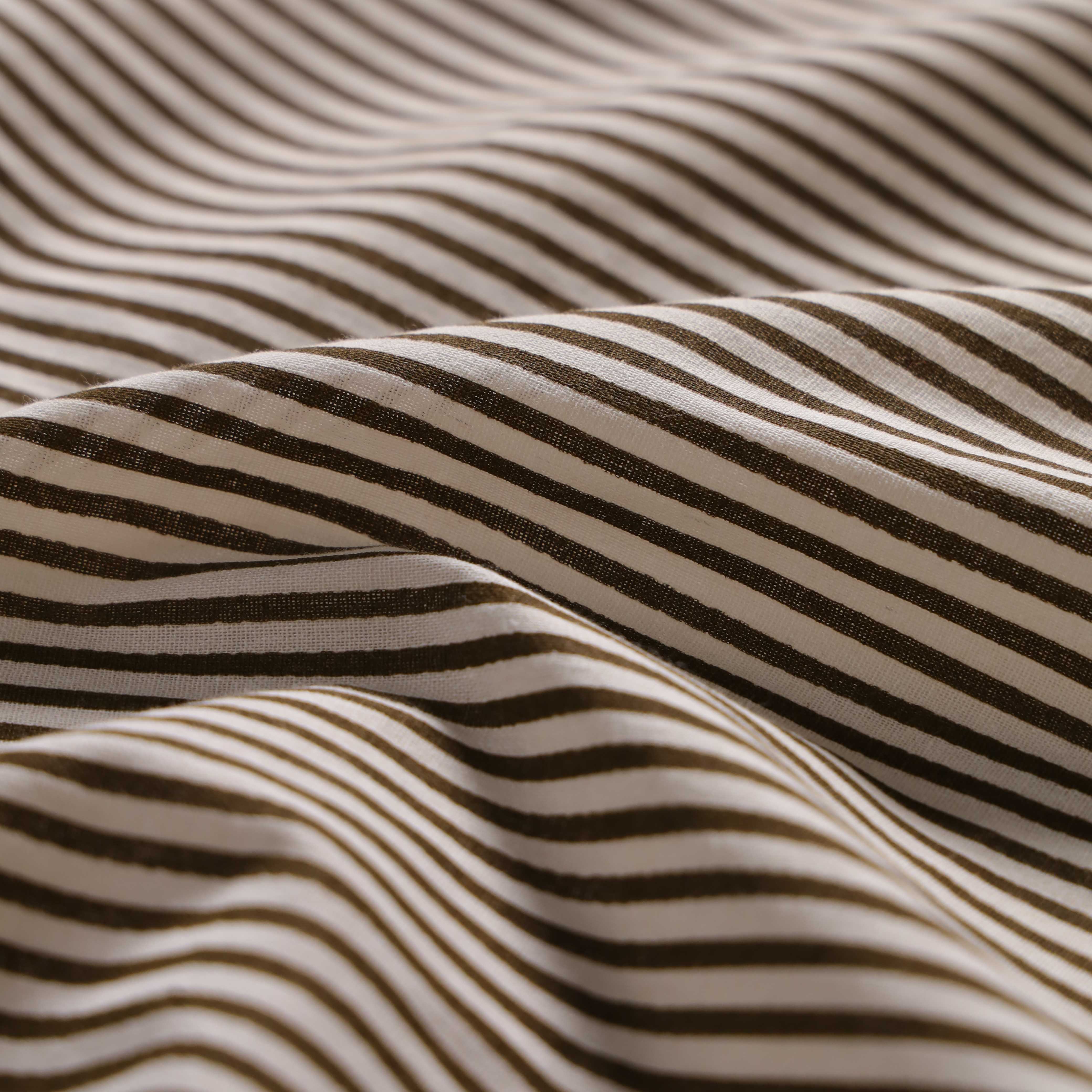Premium Espresso Brown Stripe Cotton Fabric by the Yard – 42" Printed Cotton