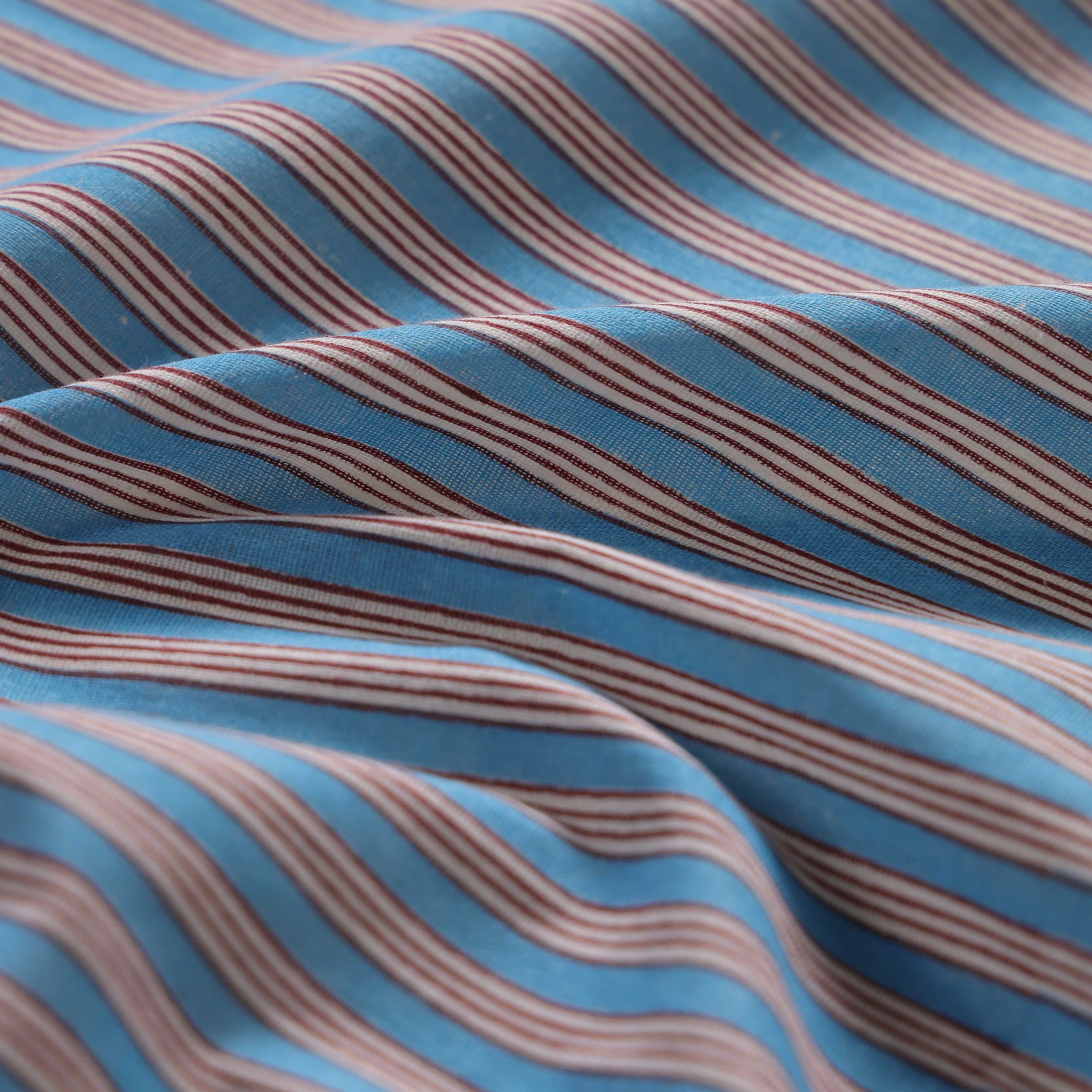Coastal Blue Ticking Stripe Cotton Curtain – Modern Single Panel
