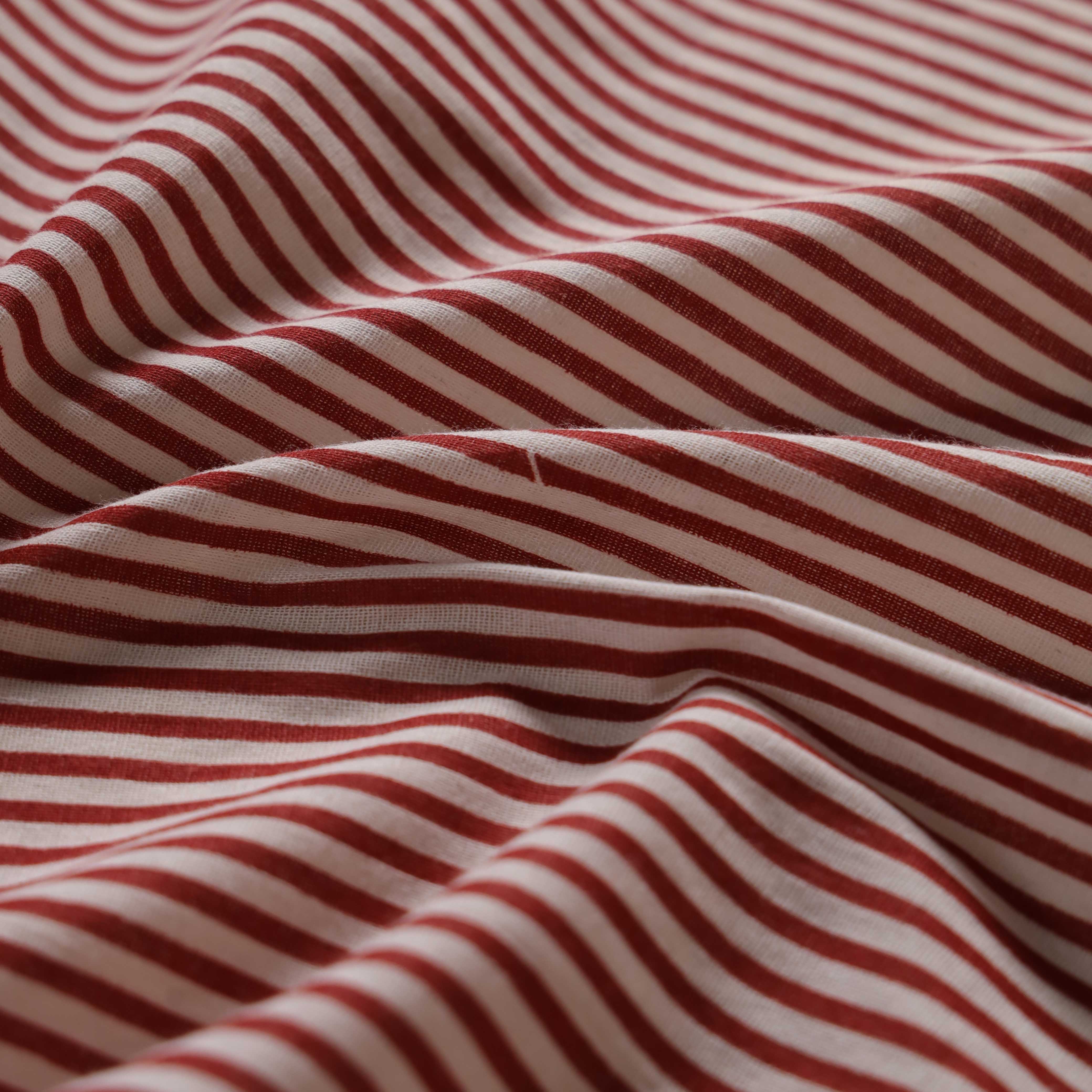 Premium Crimson Red Stripe Cotton Fabric by the Yard – 42" Printed Cotton