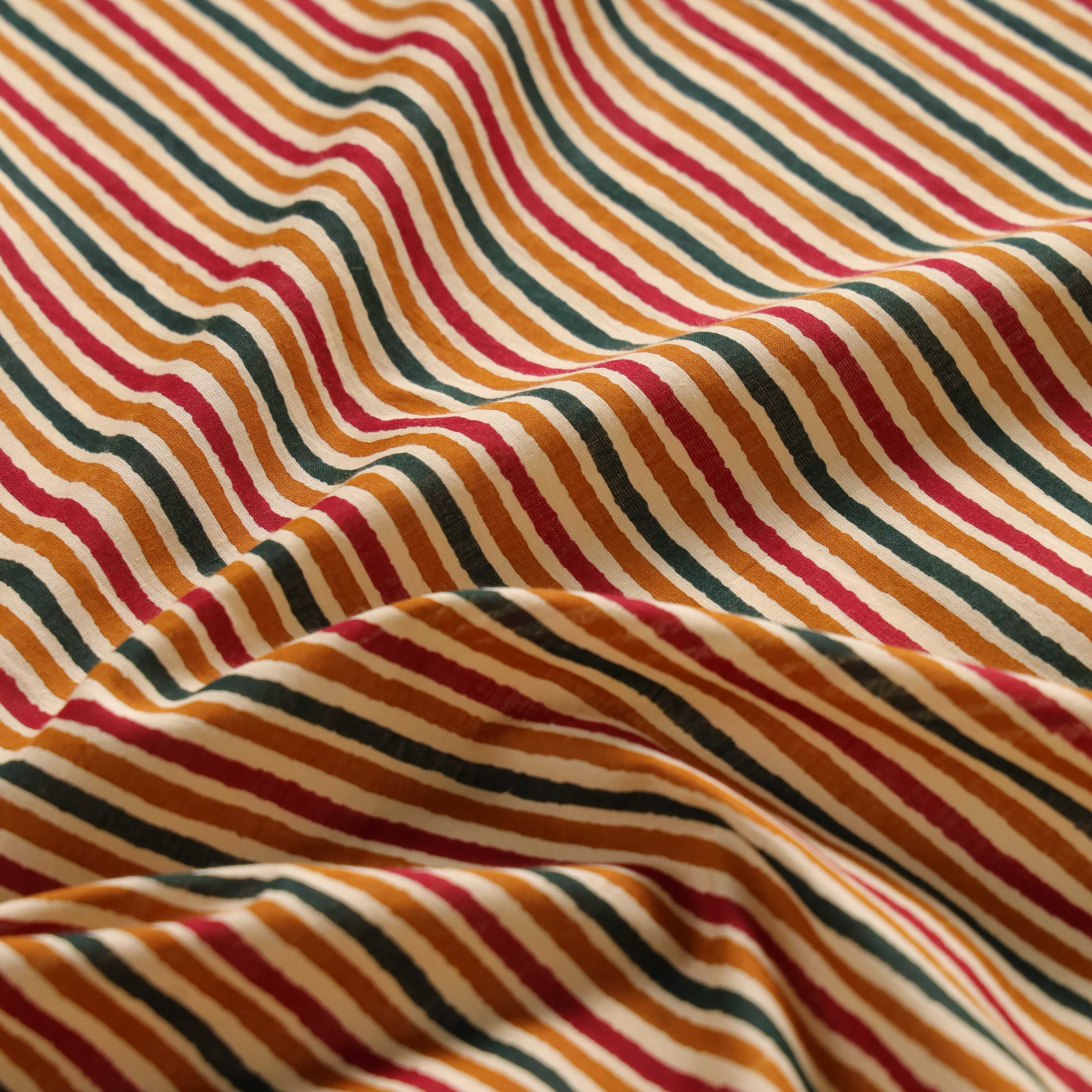Premium Earthy Multi-Stripe Cotton Fabric by the Yard – 42"