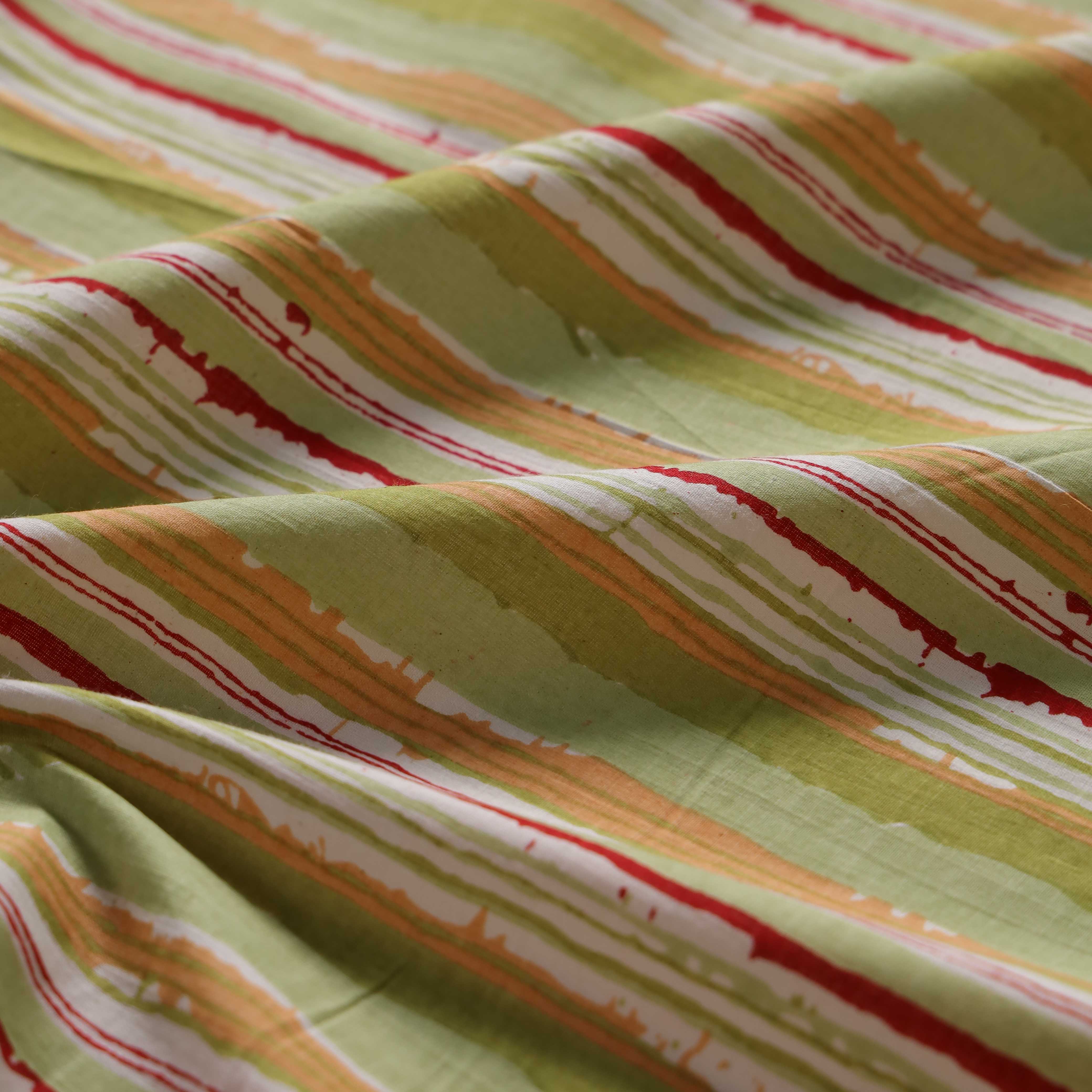 Premium Earth Tone Abstract Stripe Screen Printed Cotton Fabric