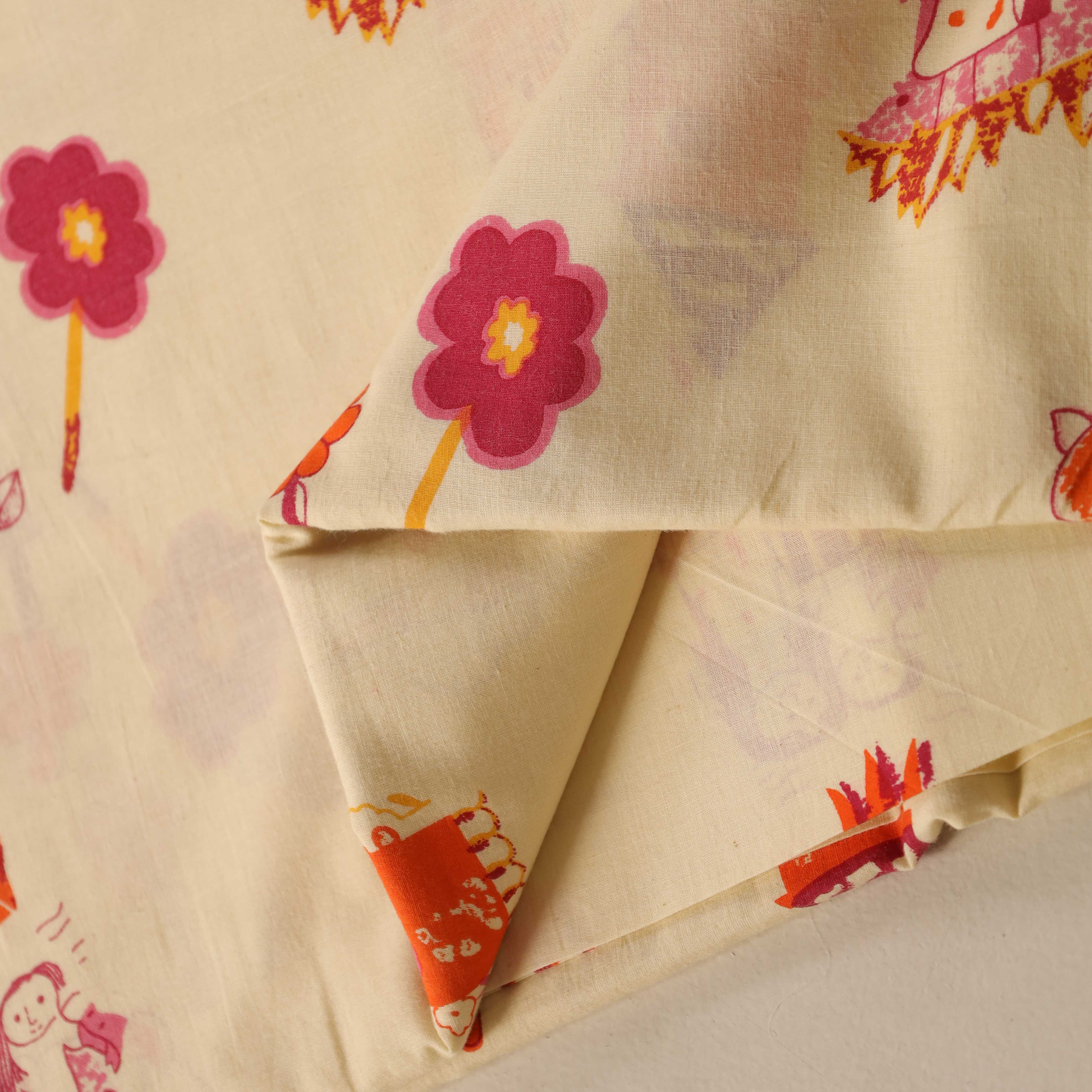 (1 Yard) Azure Vine Artisan Hand Block Printed Cotton Fabric