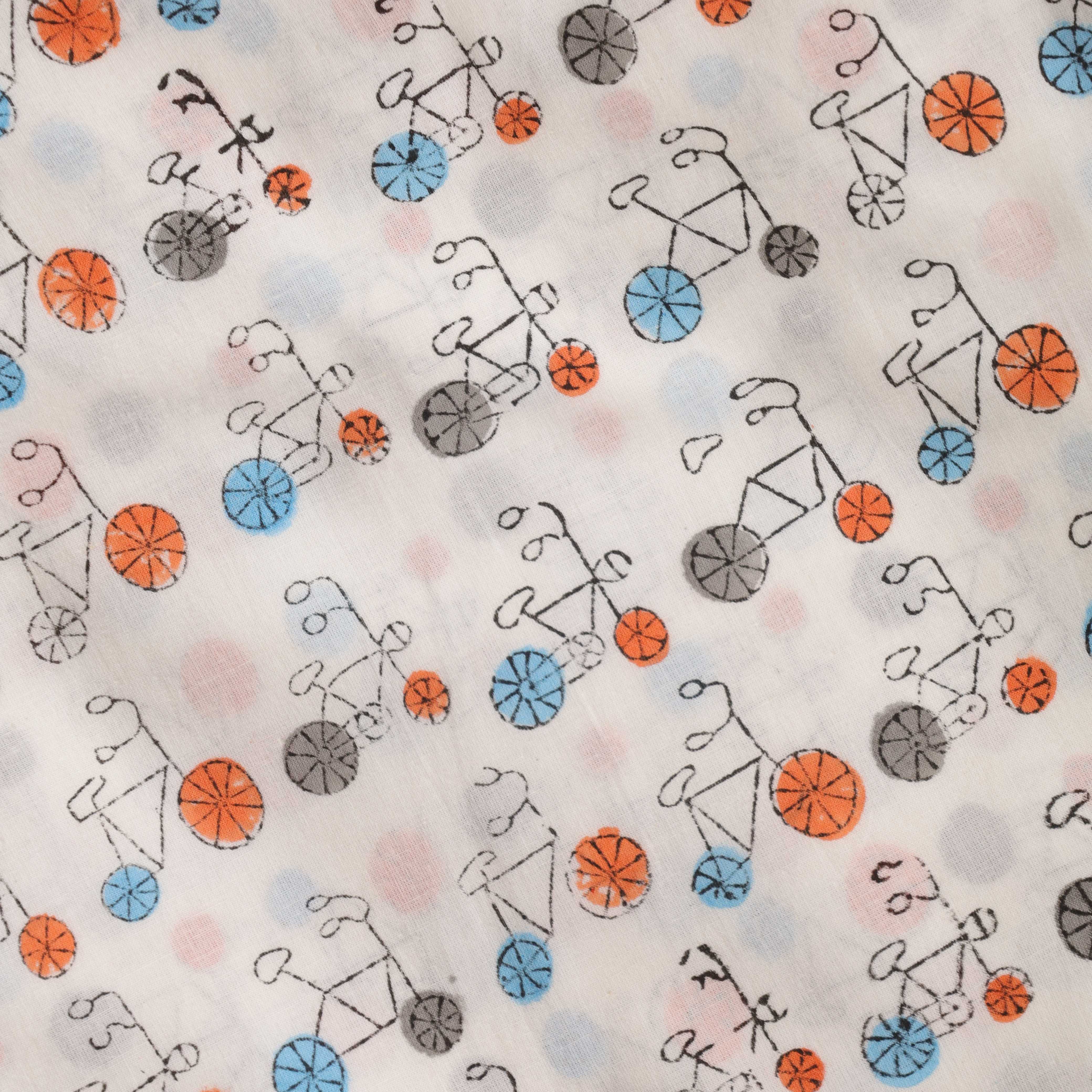 (1 Yard) Azure Vine Artisan Hand Block Printed Cotton Fabric