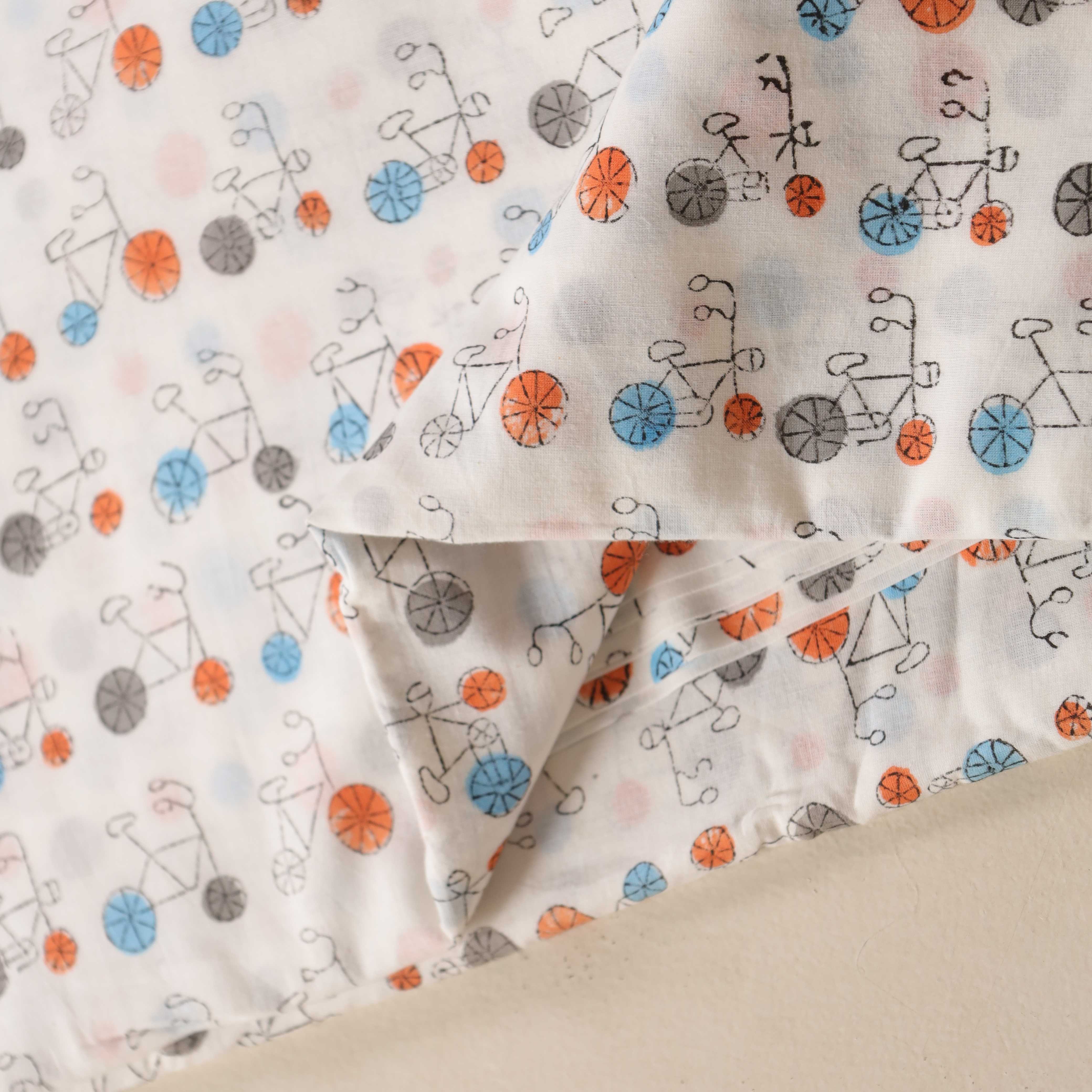 (1 Yard) Azure Vine Artisan Hand Block Printed Cotton Fabric