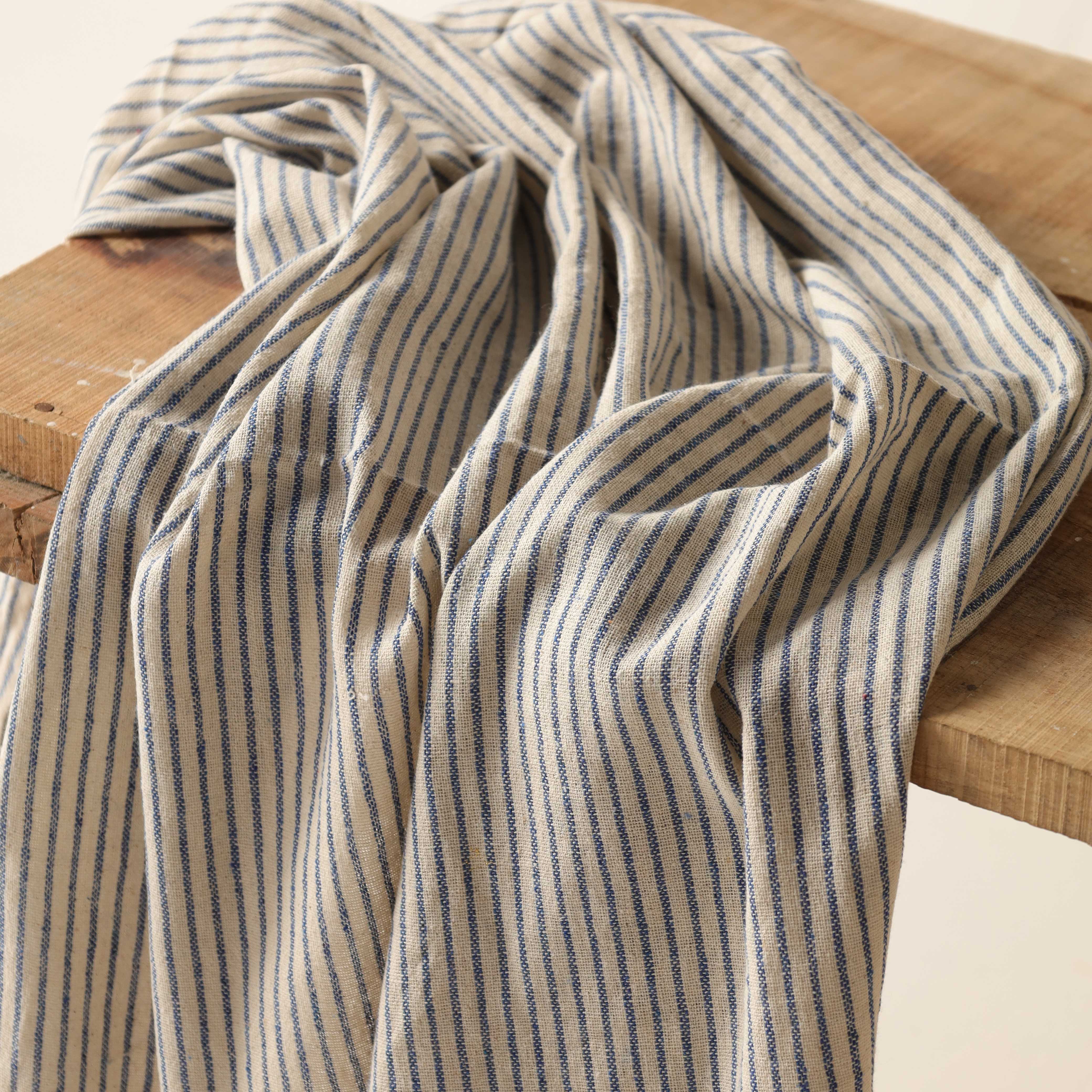 Blue Striped Premium Cotton Woven Fabric By The Yard