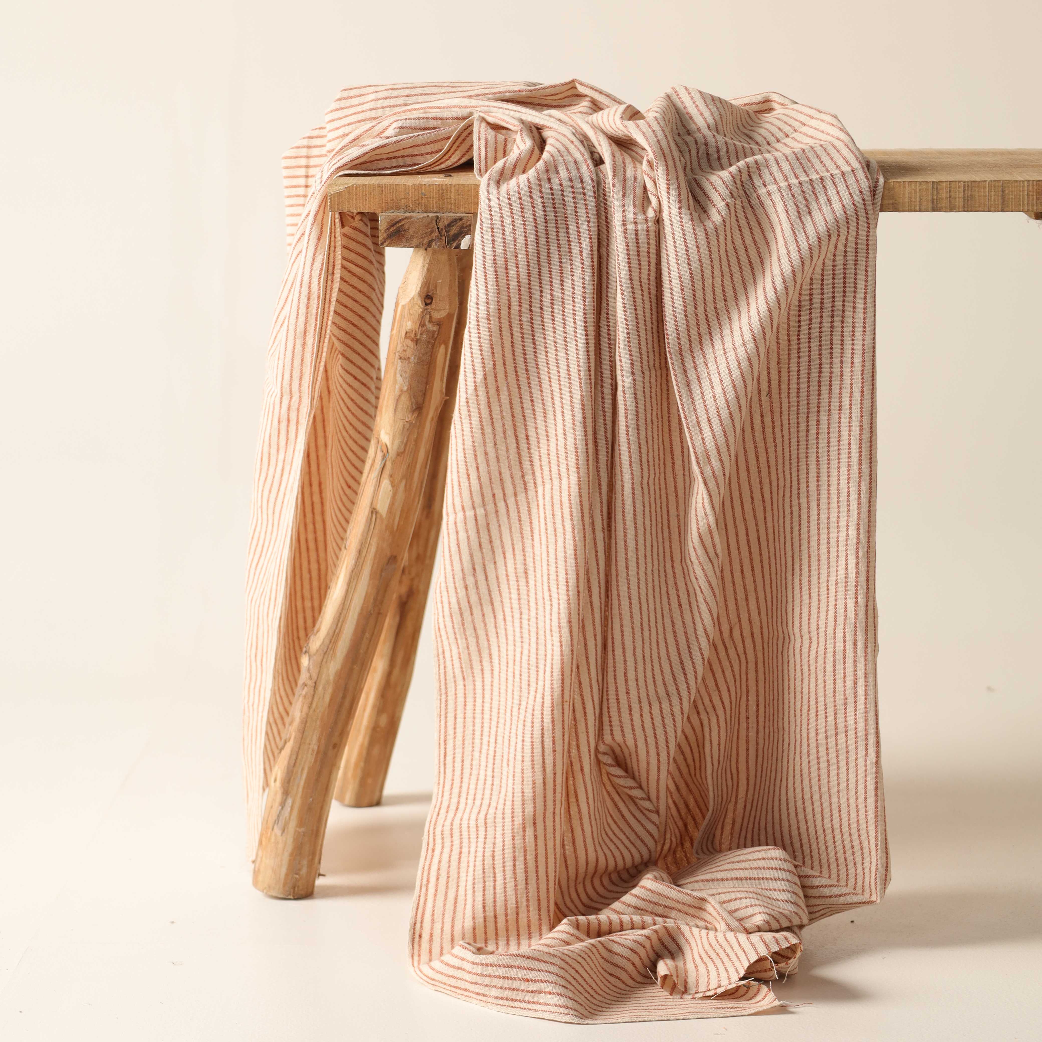 Red Striped Premium Cotton Woven Fabric By The Yard