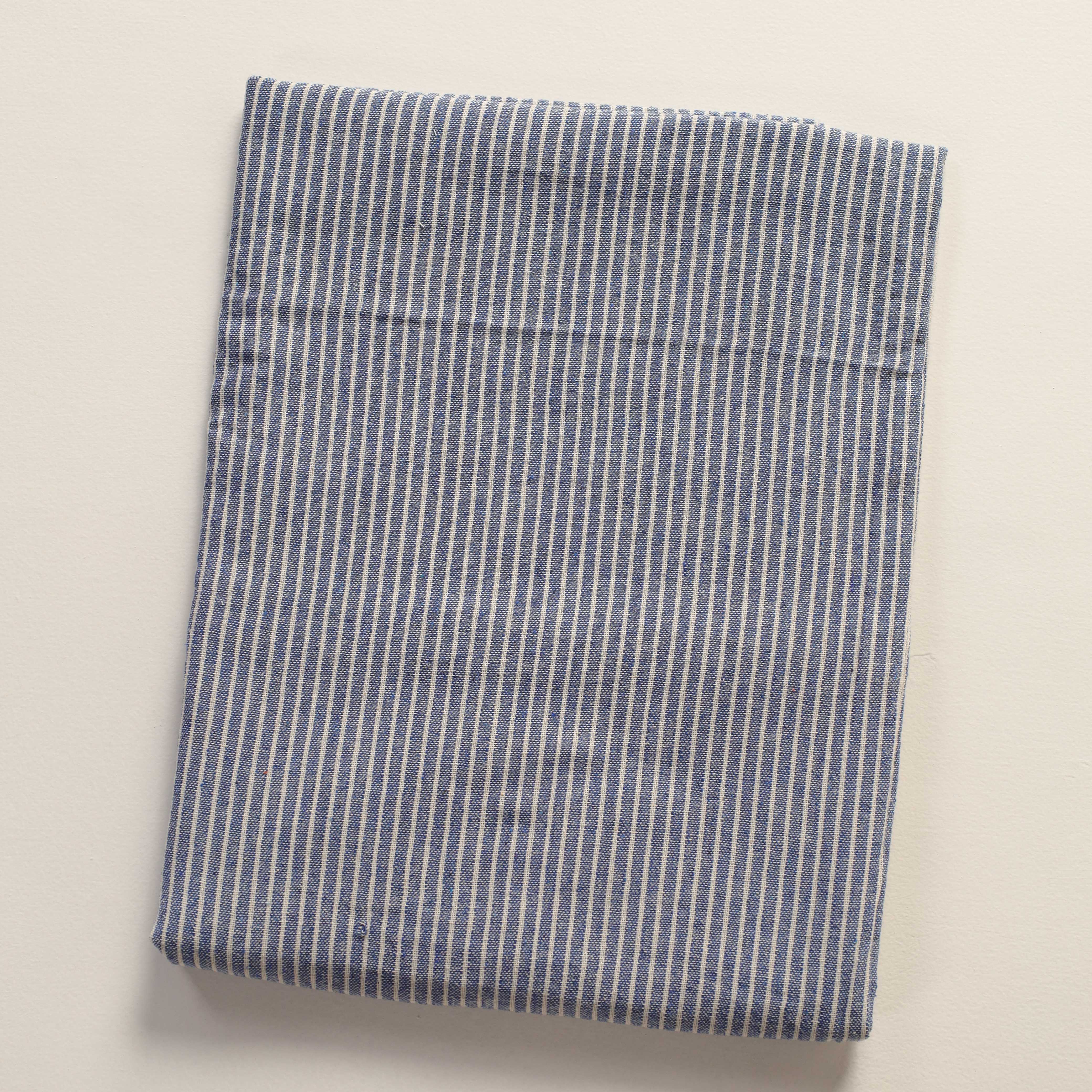 Indigo Blue Striped Premium Cotton Woven Fabric By The Yard