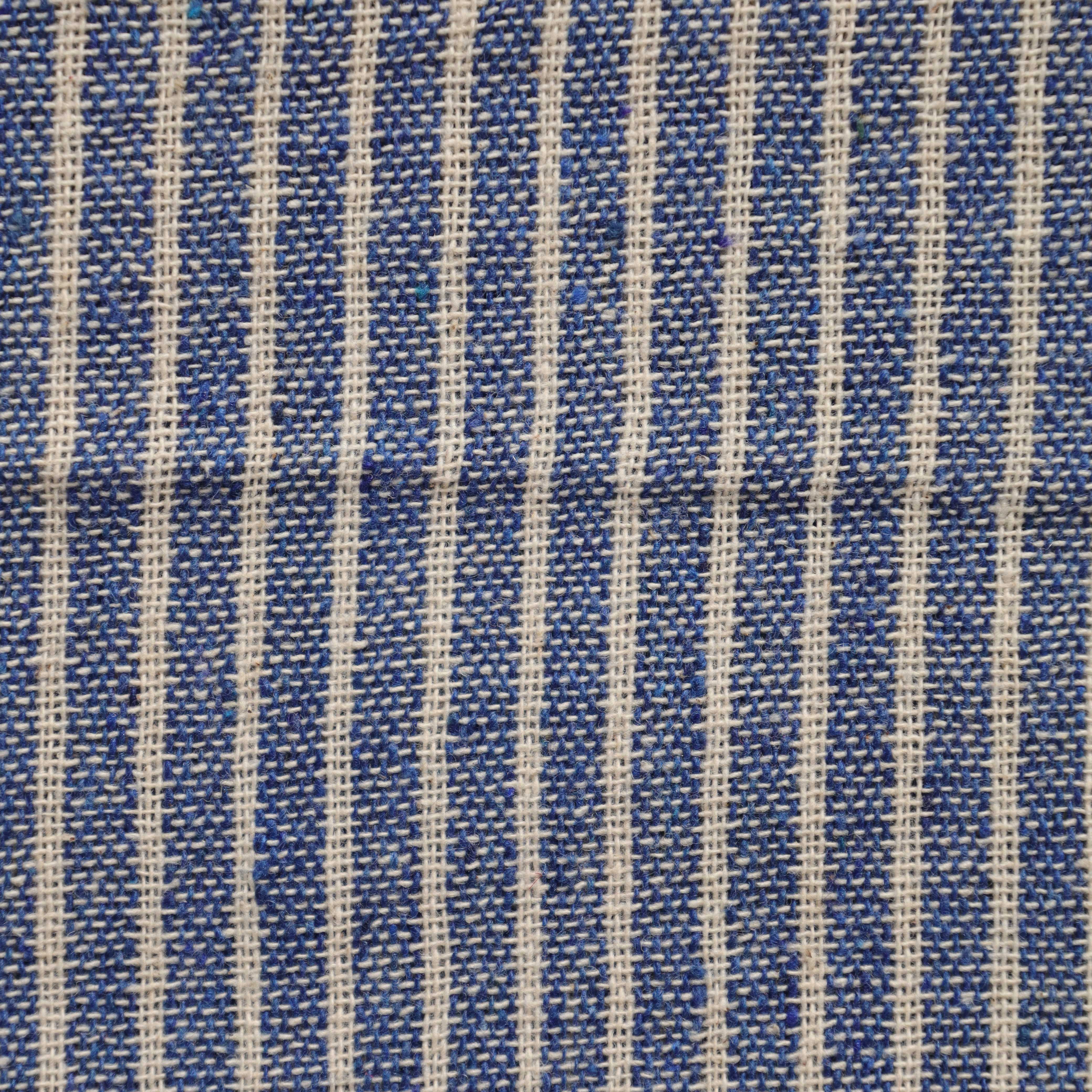 Indigo Blue Striped Premium Cotton Woven Fabric By The Yard