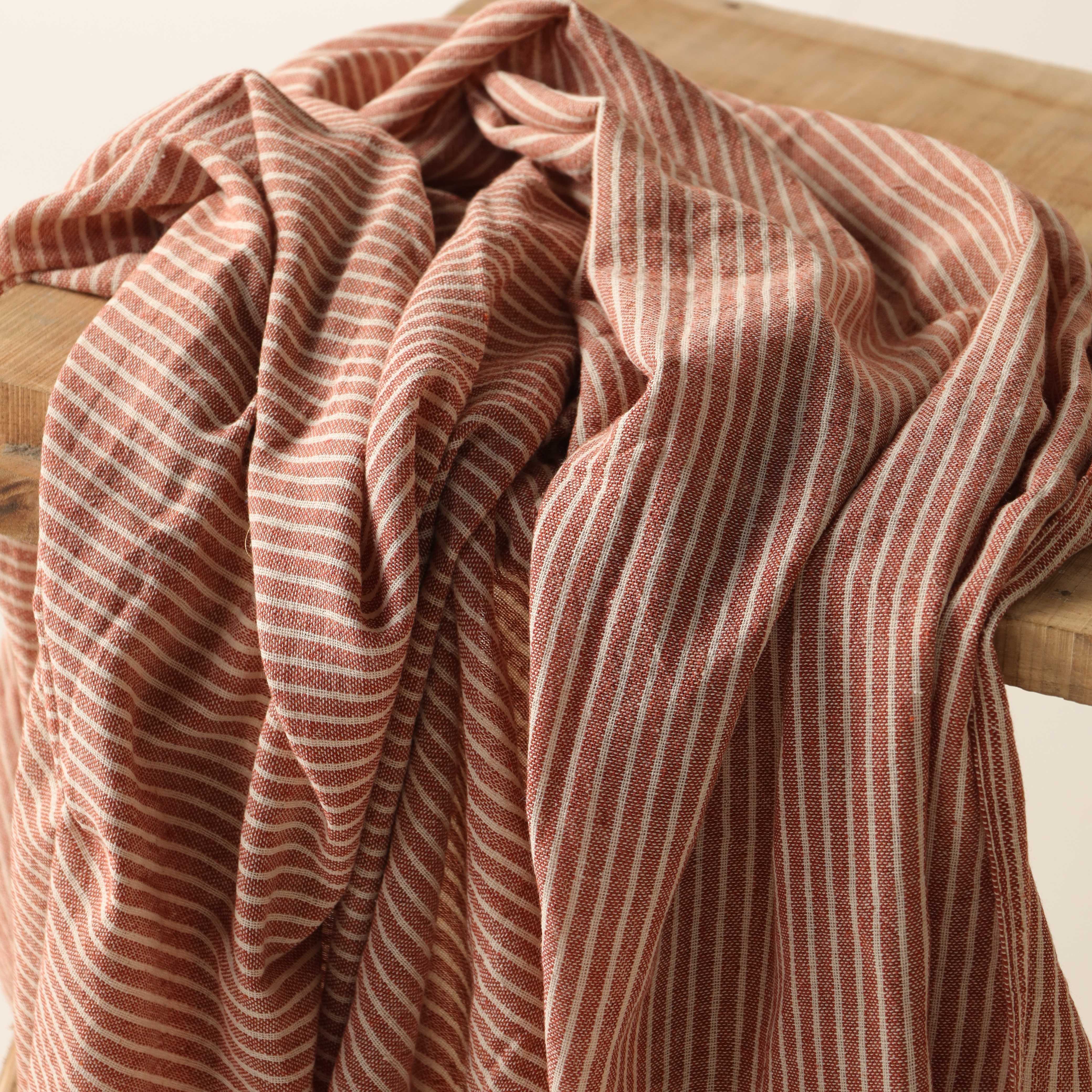 Brown Striped Premium Cotton Woven Fabric By The Yard
