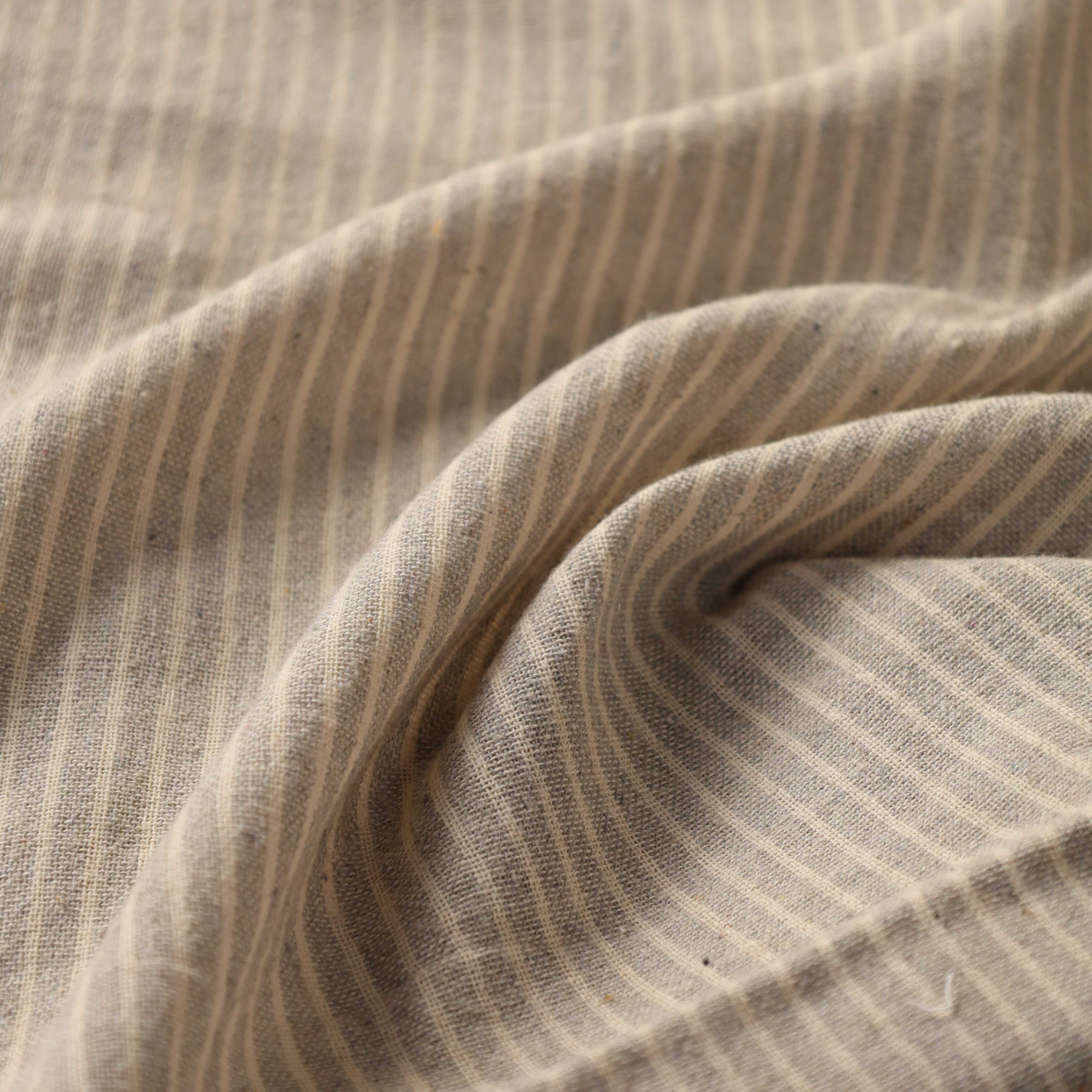 Muted Grey Striped Premium Cotton Woven Fabric By The Yard