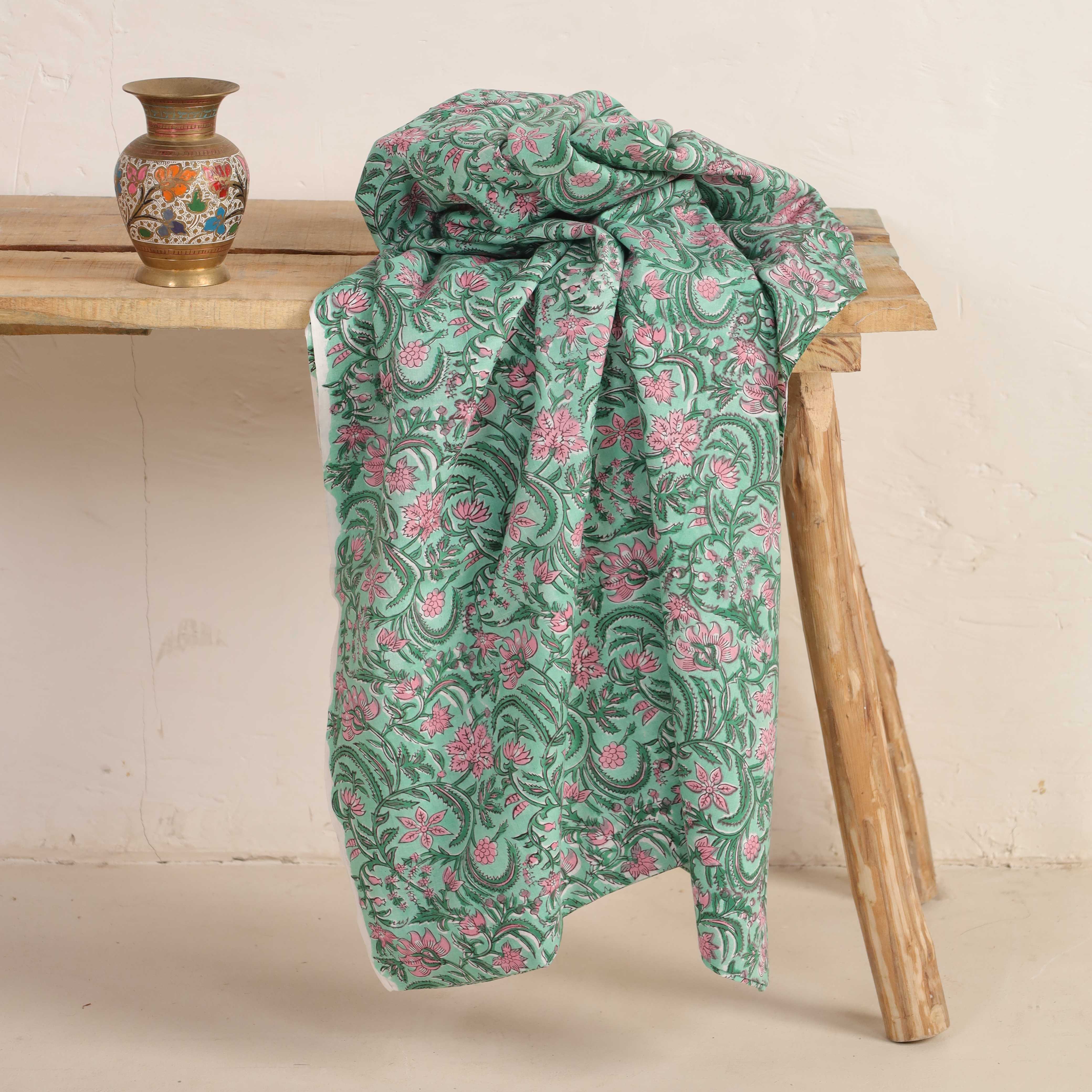 Heritage Floral Hand Block Printed Cotton Fabric Collection