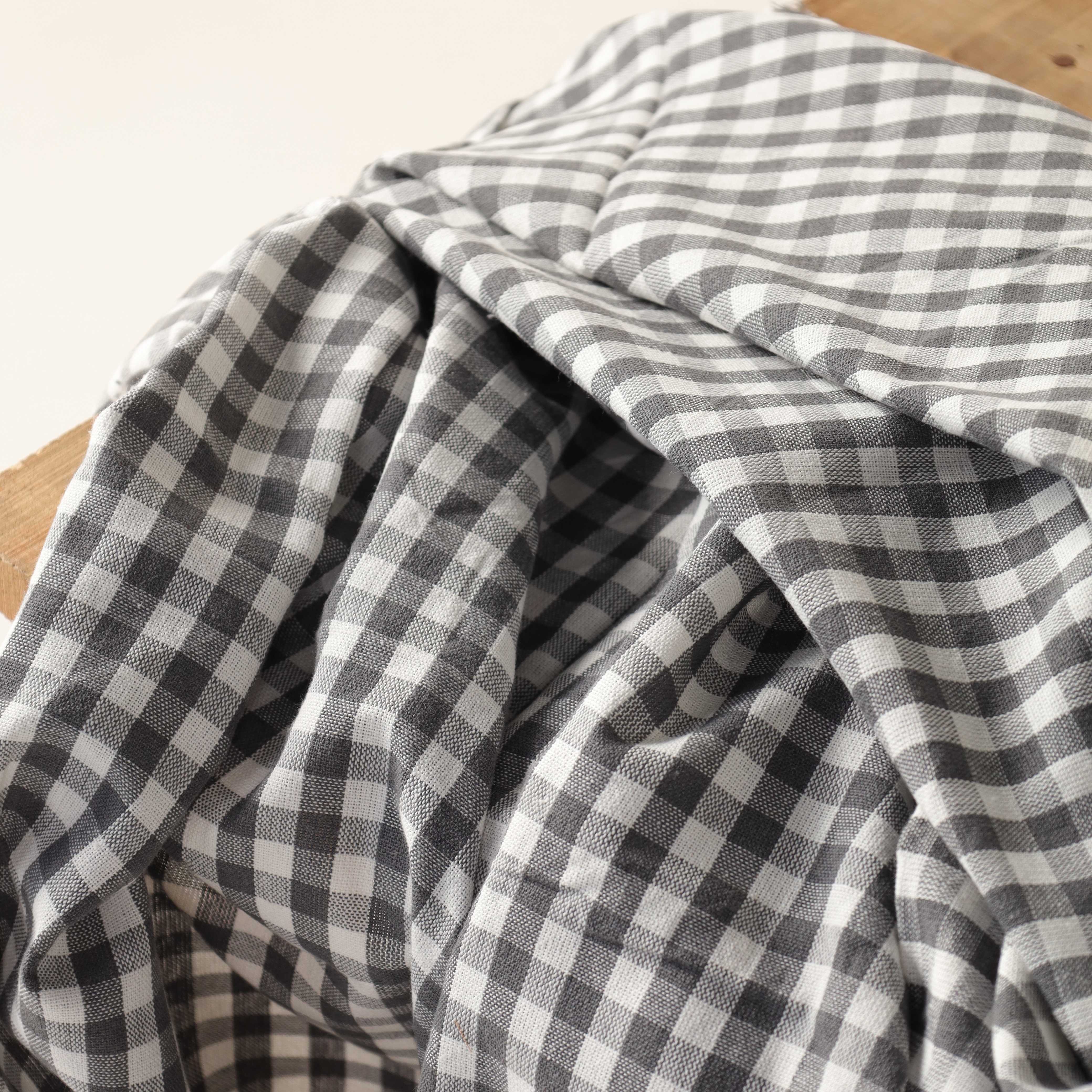 Grey Gingham Premium Cotton Woven Fabric By The Yard