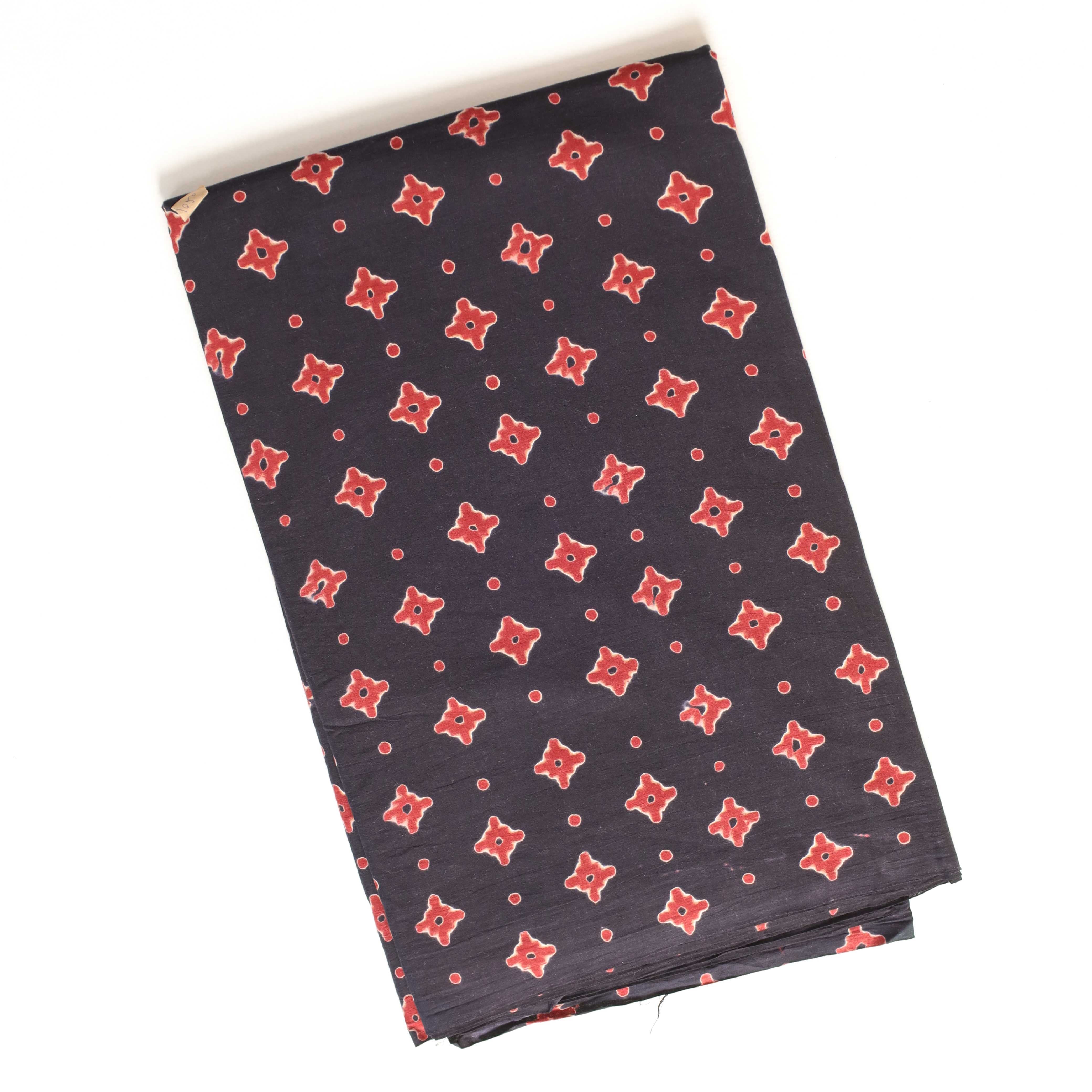 Earthy Crimson Geometric Hand Block Printed Cotton Fabric