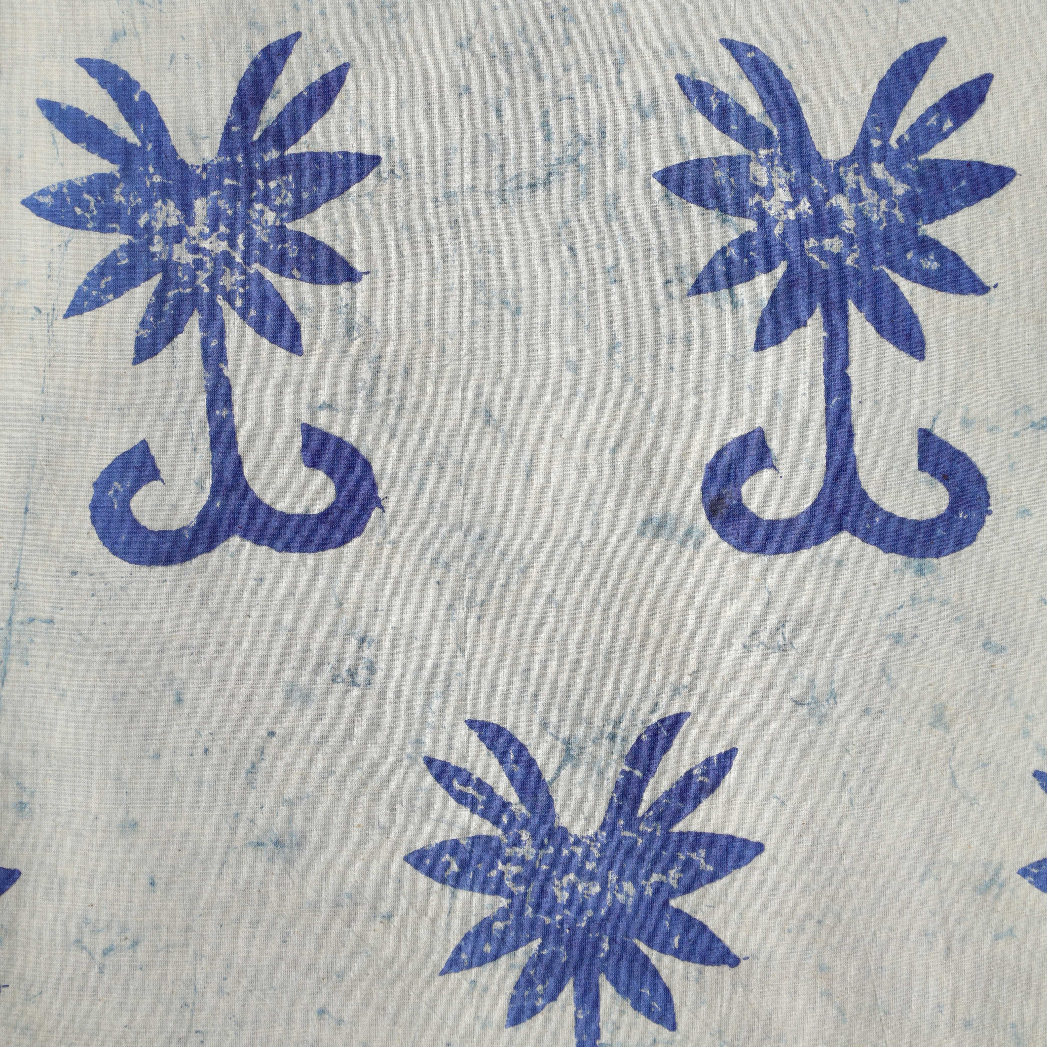Premium Indigo Floral Hand Block Printed Cotton Fabric