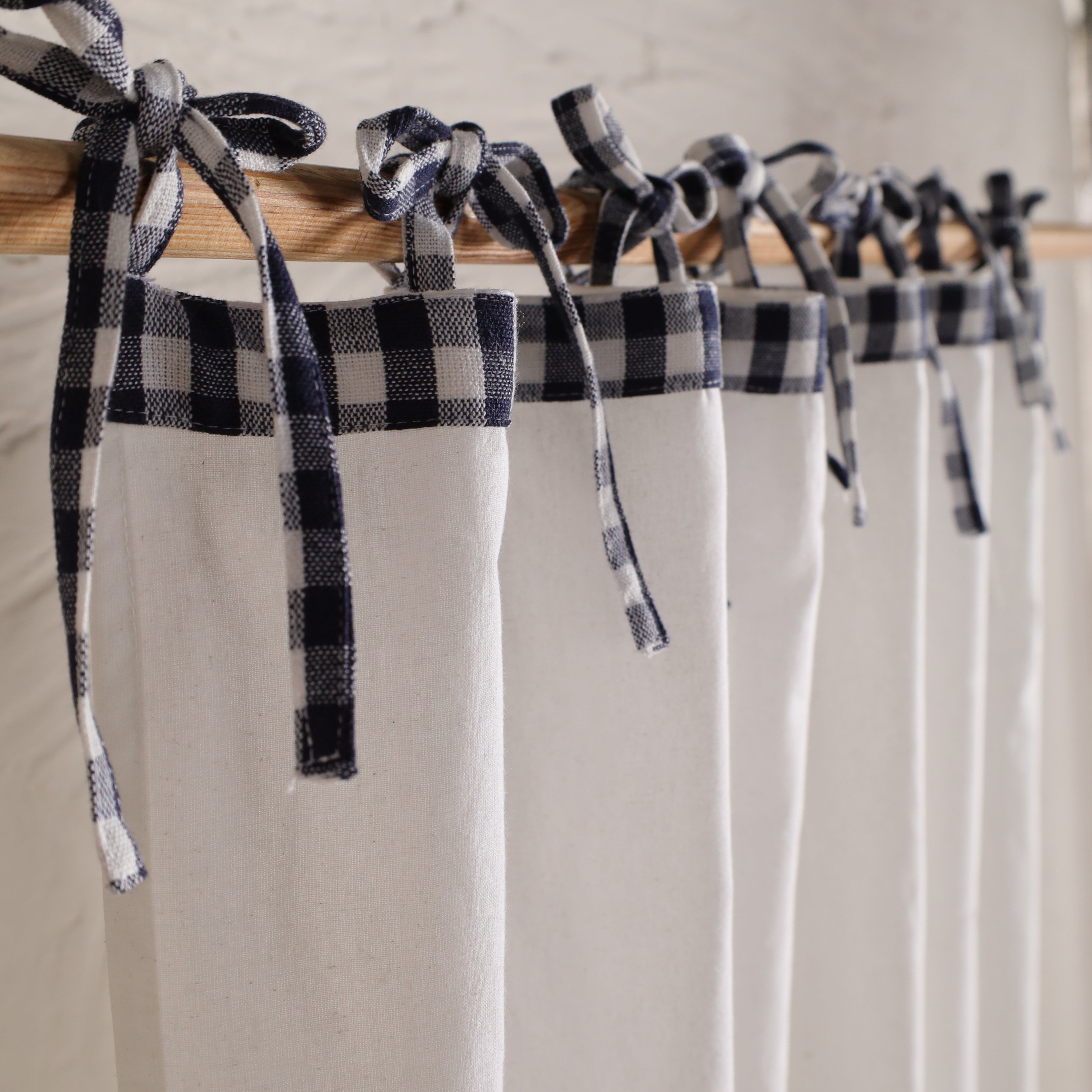 Buffalo Check Linen Curtain Panel โ Custom Size for Bedroom, Kitchen, Living Room