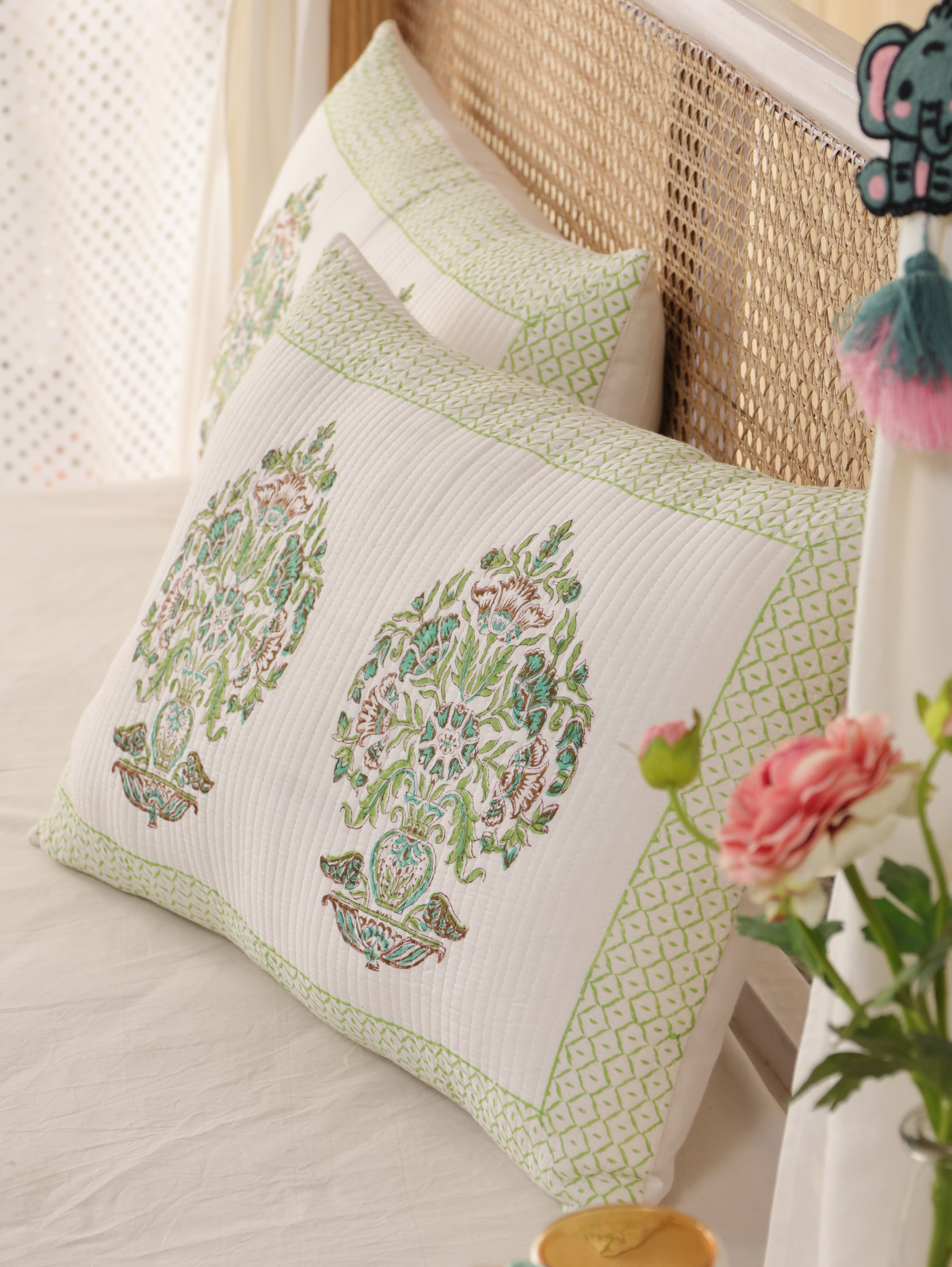 Hand Block Print Quilt Handmade floral 100% Cotton Quilted Cotton Blanket Handmade Blanket Throw Bedspread